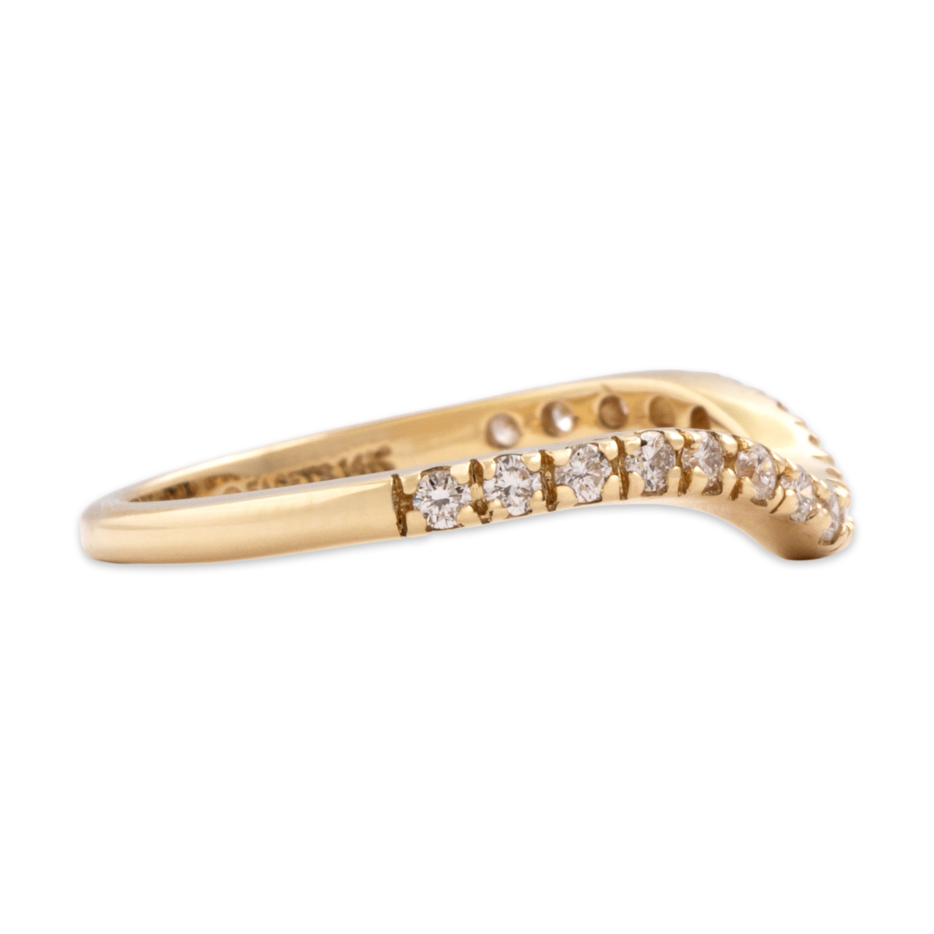 Estate 14k Yellow Gold Diamond Sparkling Curved Dip Band Ring 7.00