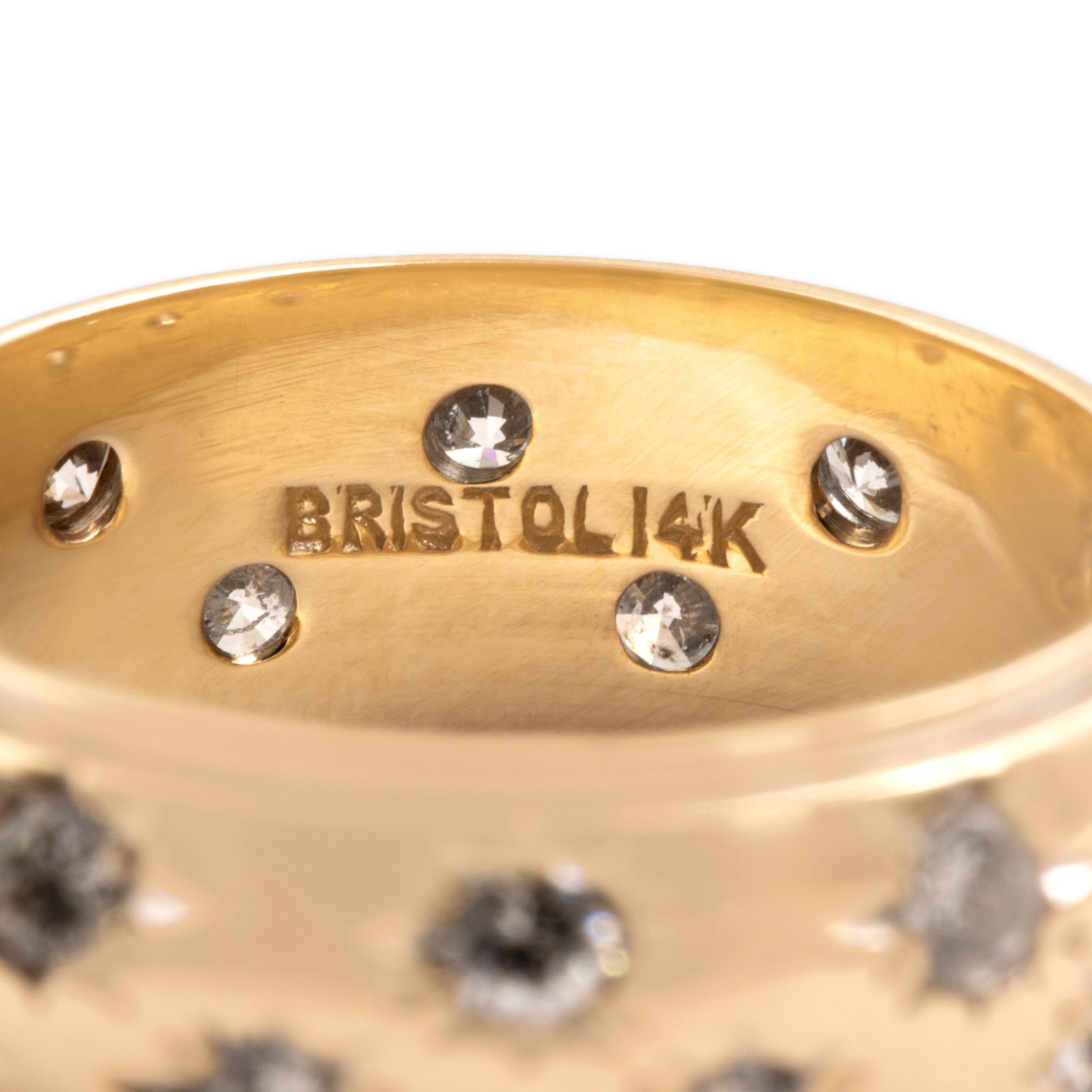 Vintage 14k Yellow Gold 1.0cttw Diamond Domed Celestial Starburst Eternity Band Ring - Hallmark view