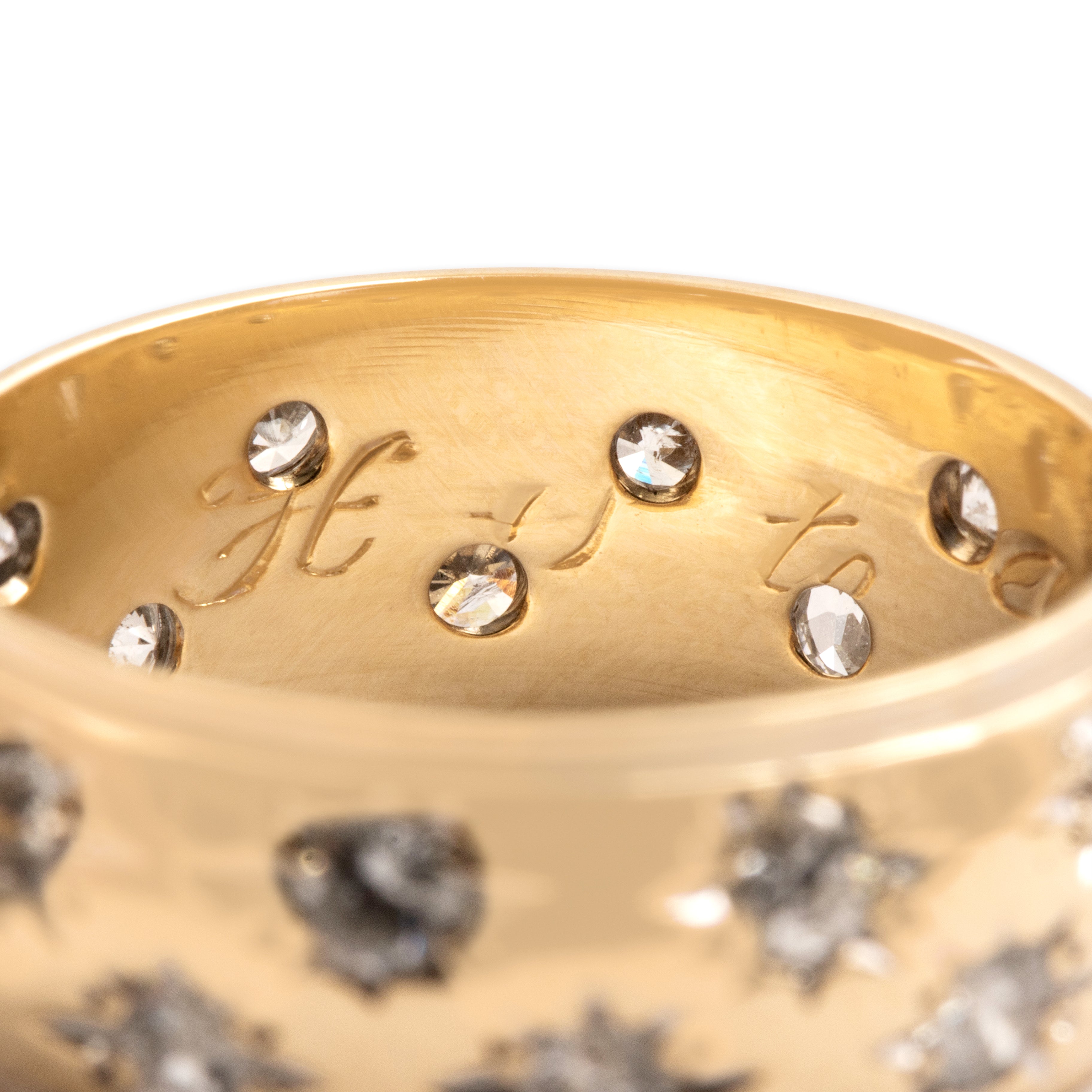 Vintage 14k Yellow Gold 1.0cttw Diamond Domed Celestial Starburst Eternity Band Ring - Hallmark view