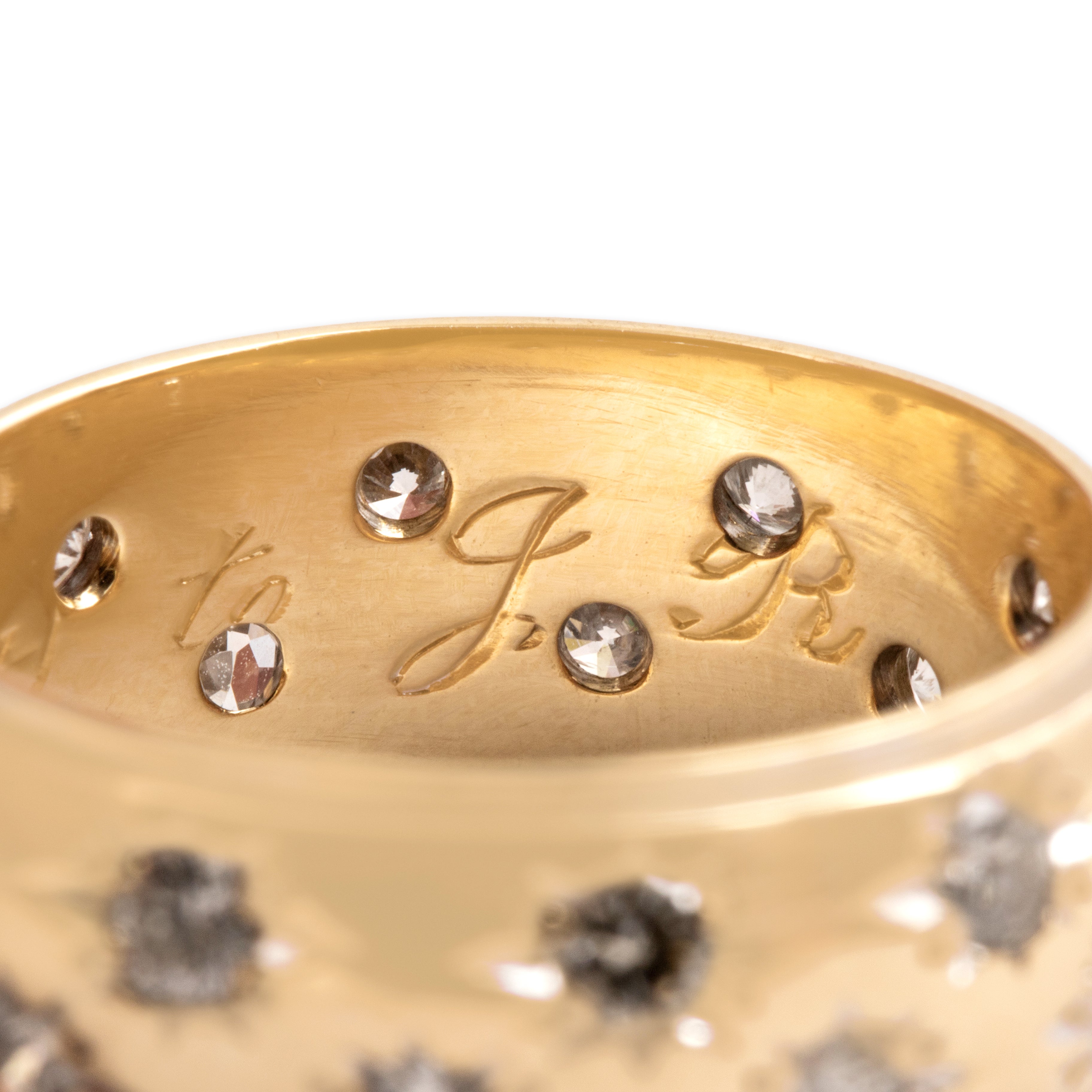 Vintage 14k Yellow Gold 1.0cttw Diamond Domed Celestial Starburst Eternity Band Ring - Hallmark view