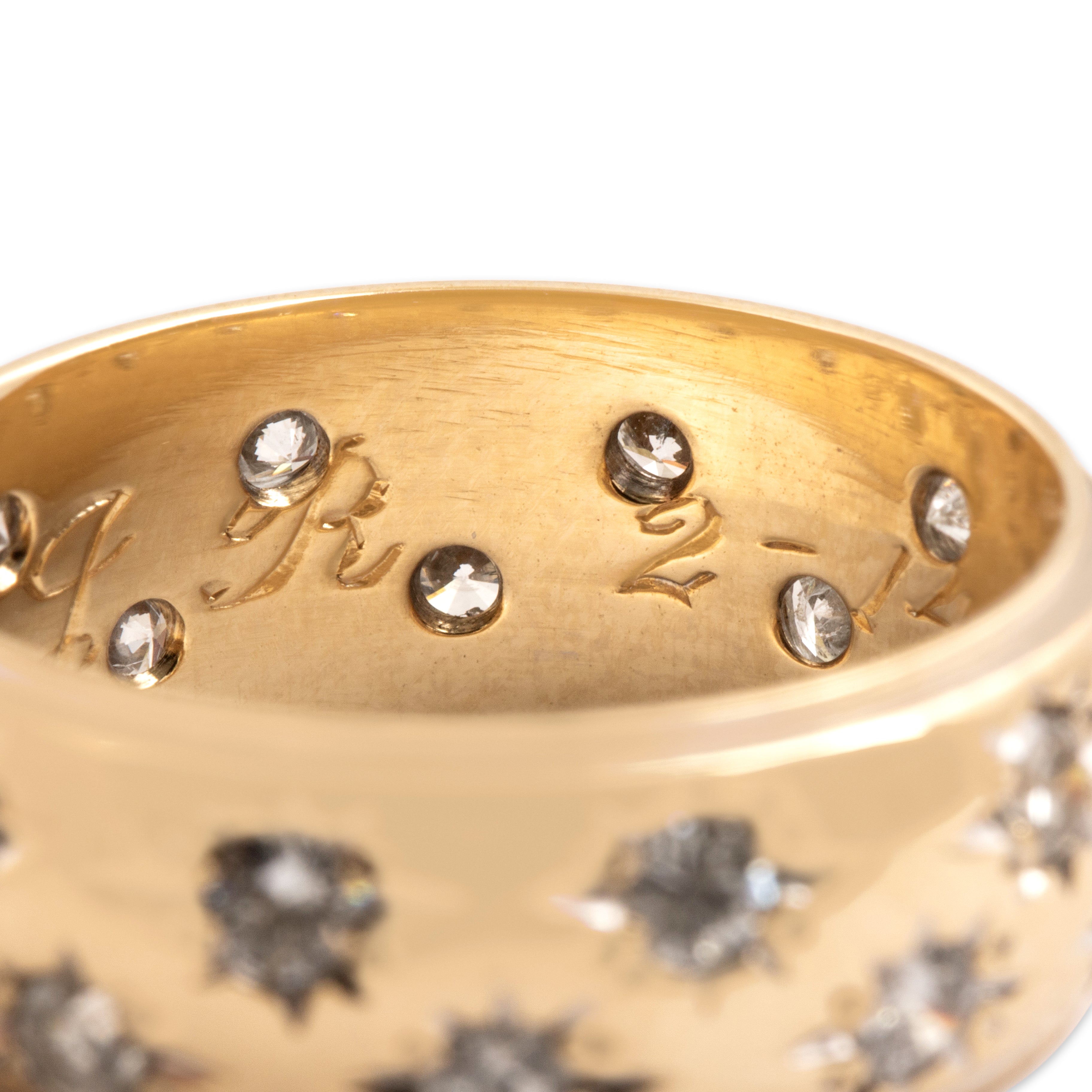 Vintage 14k Yellow Gold 1.0cttw Diamond Domed Celestial Starburst Eternity Band Ring - Hallmark view