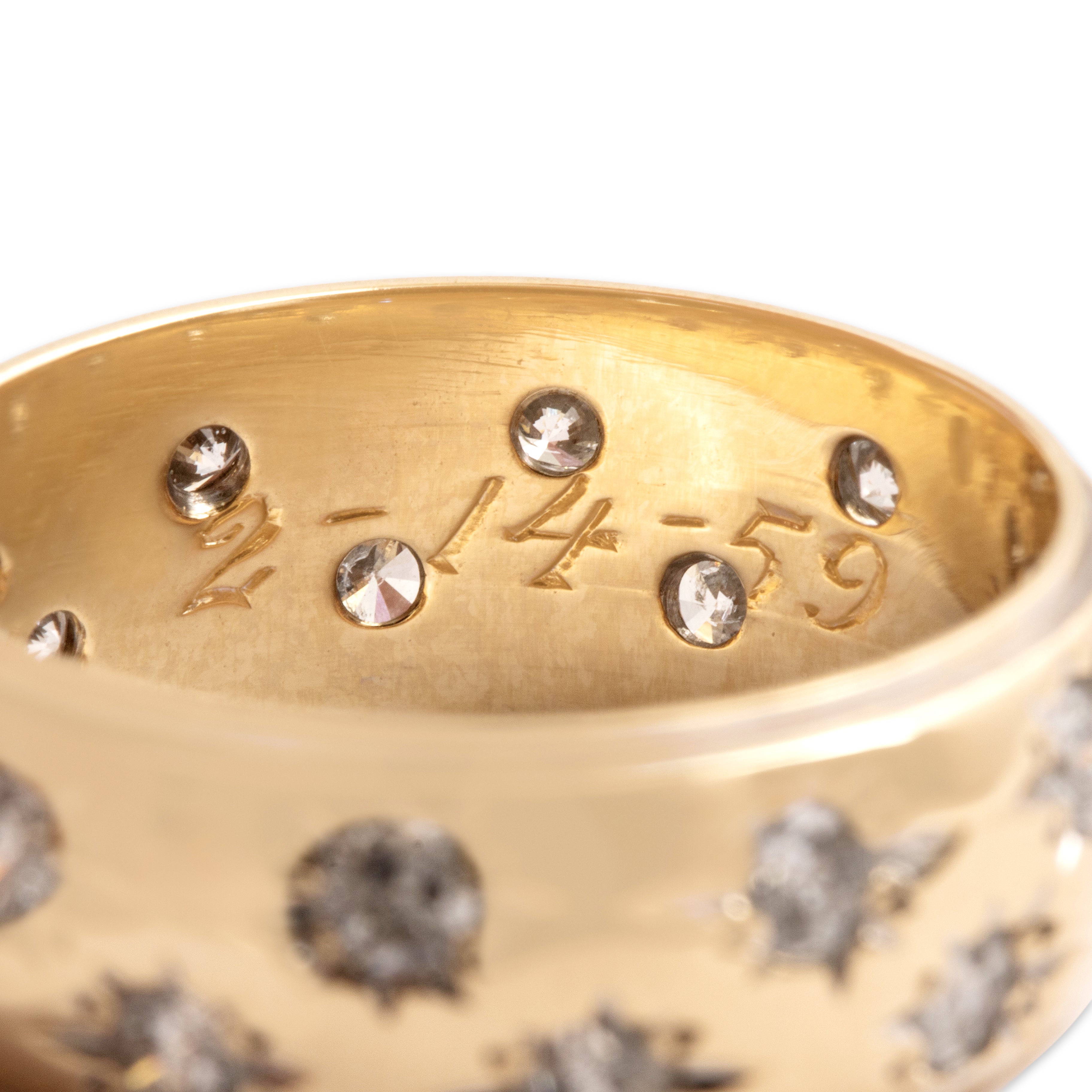 Vintage 14k Yellow Gold 1.0cttw Diamond Domed Celestial Starburst Eternity Band Ring - Hallmark view