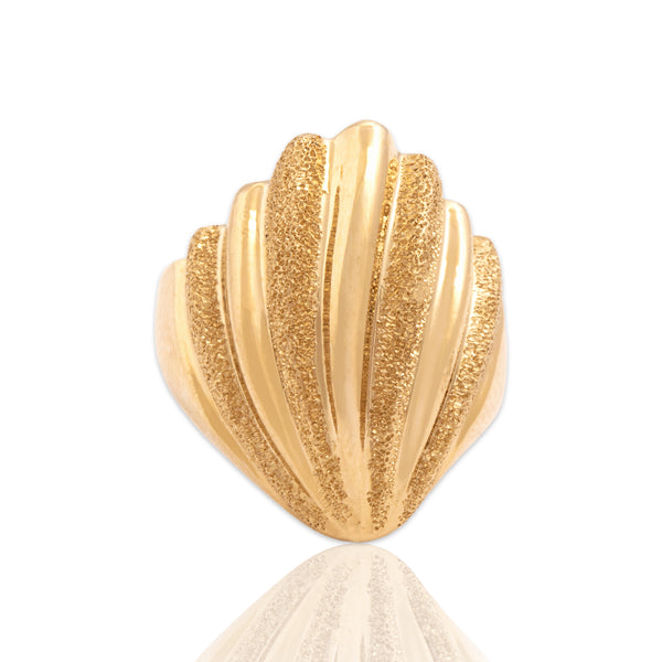Vintage Heavy 14k Yellow Gold Bold Textured Shell-Shape Ring 6.50