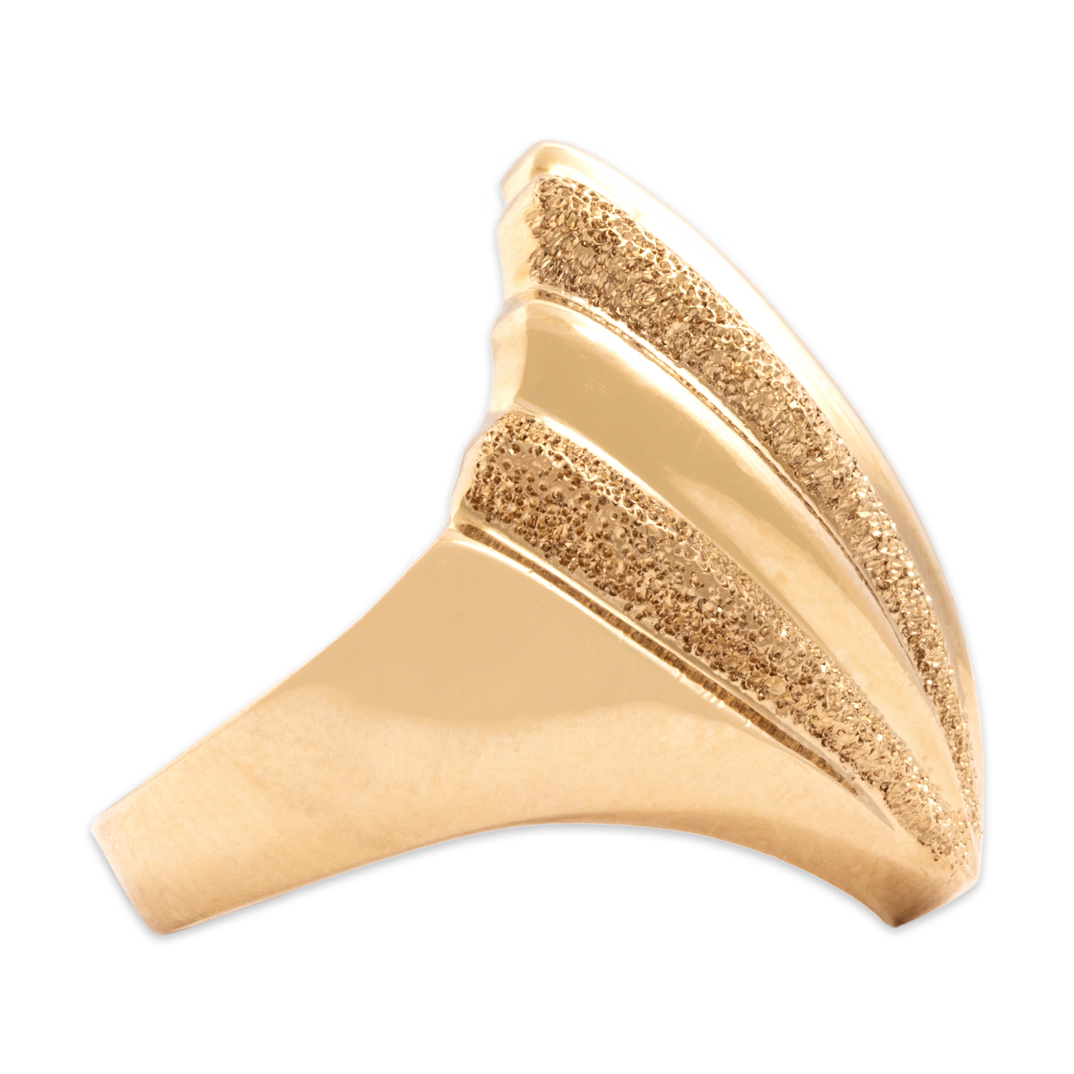 Vintage Heavy 14k Yellow Gold Bold Textured Shell-Shape Ring - Side view