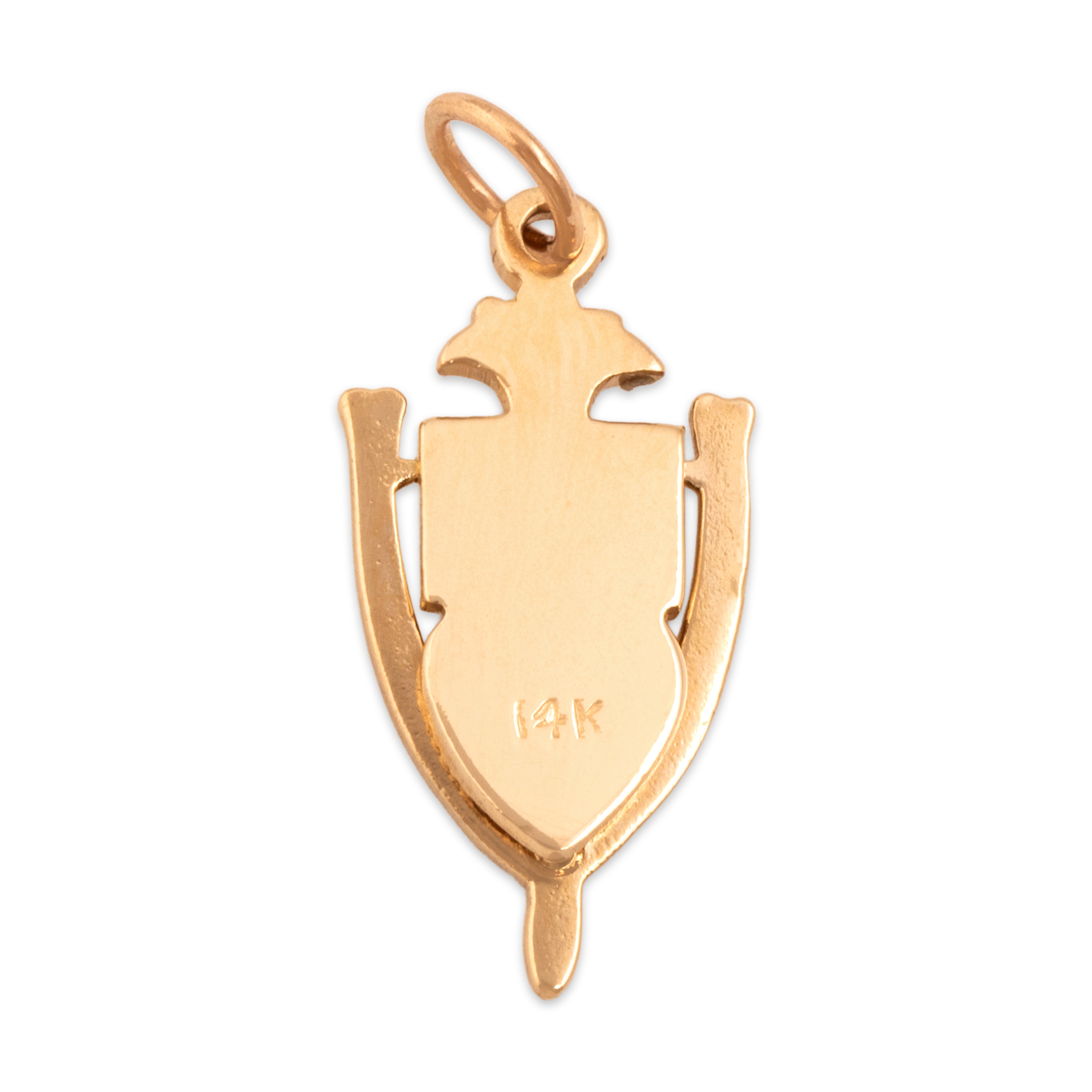 Vintage 14k Yellow Gold Knock At My Heart Charm / Pendant - Back view
