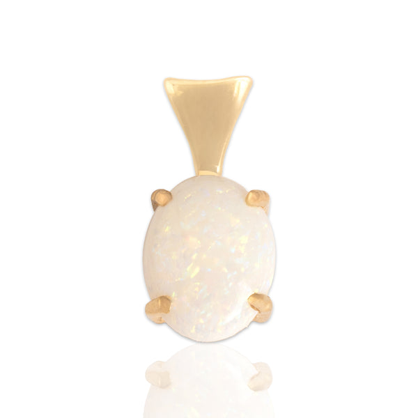 Vintage 14k Yellow Gold .93ct Opal Sleek Iridescent Pendant
