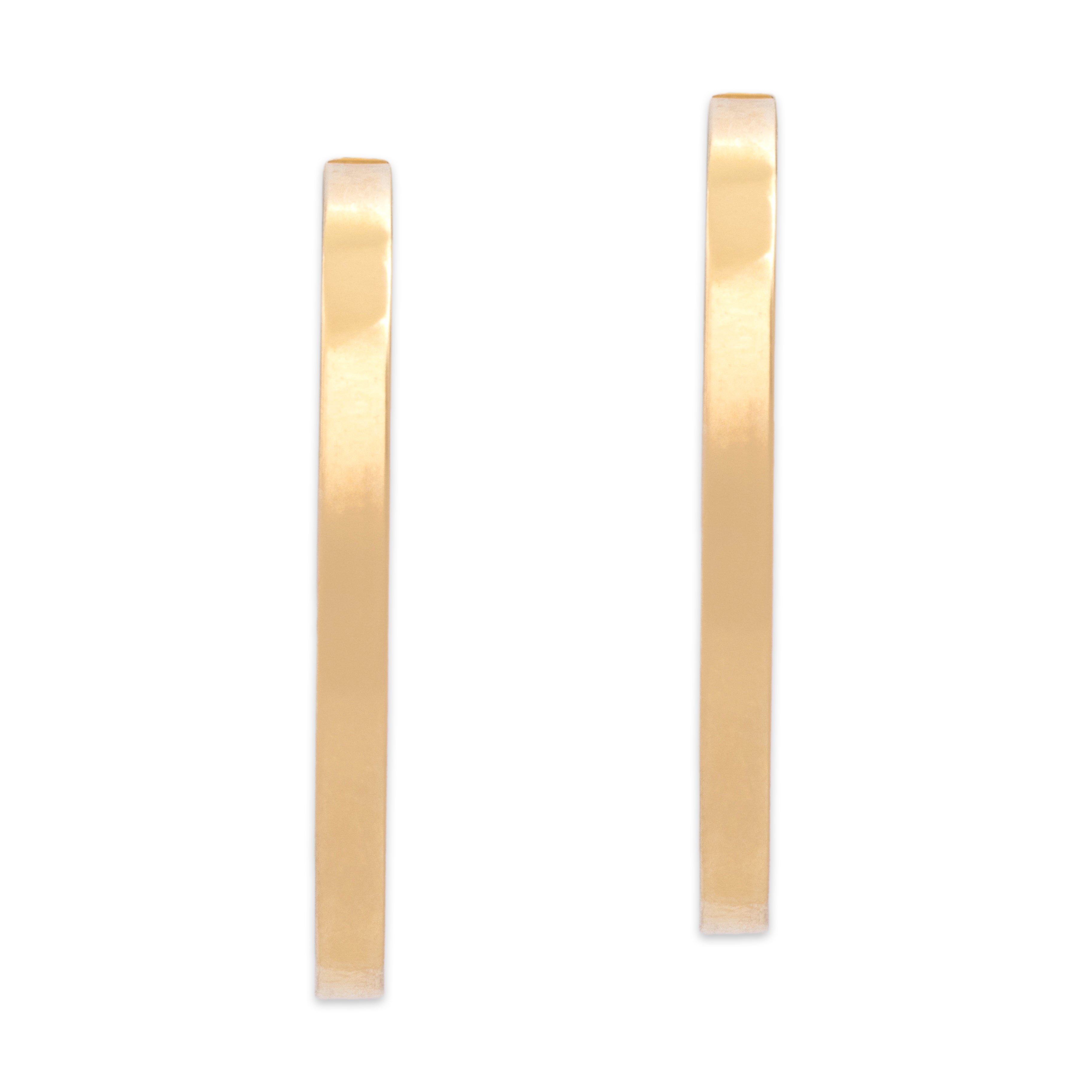 Vintage 14k Yellow Gold Chic Geometric Curved Stud Hoop Earrings - Close-up view