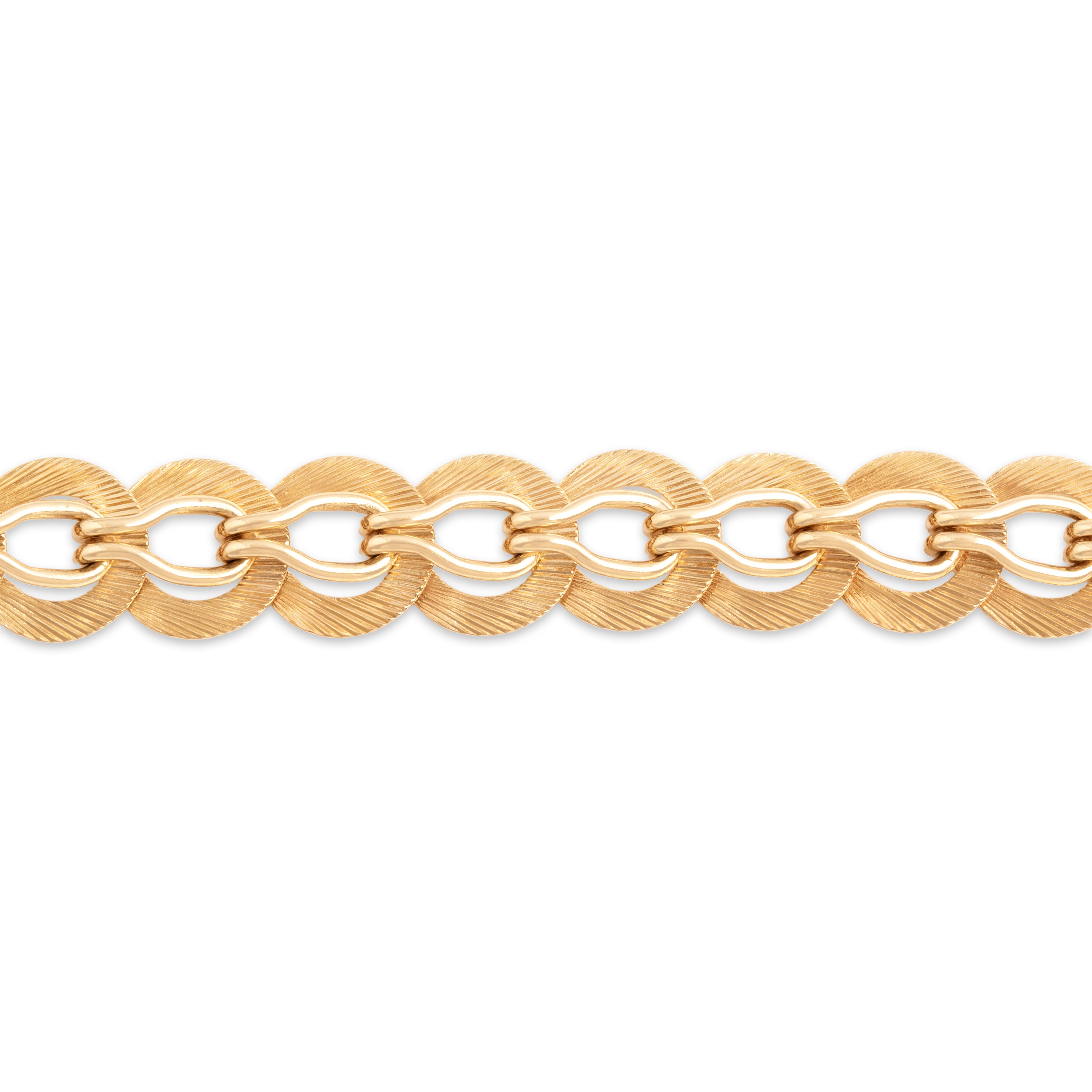 Vintage 14k Yellow Gold Fabulous Textured Disc Link Bracelet - detail view #1