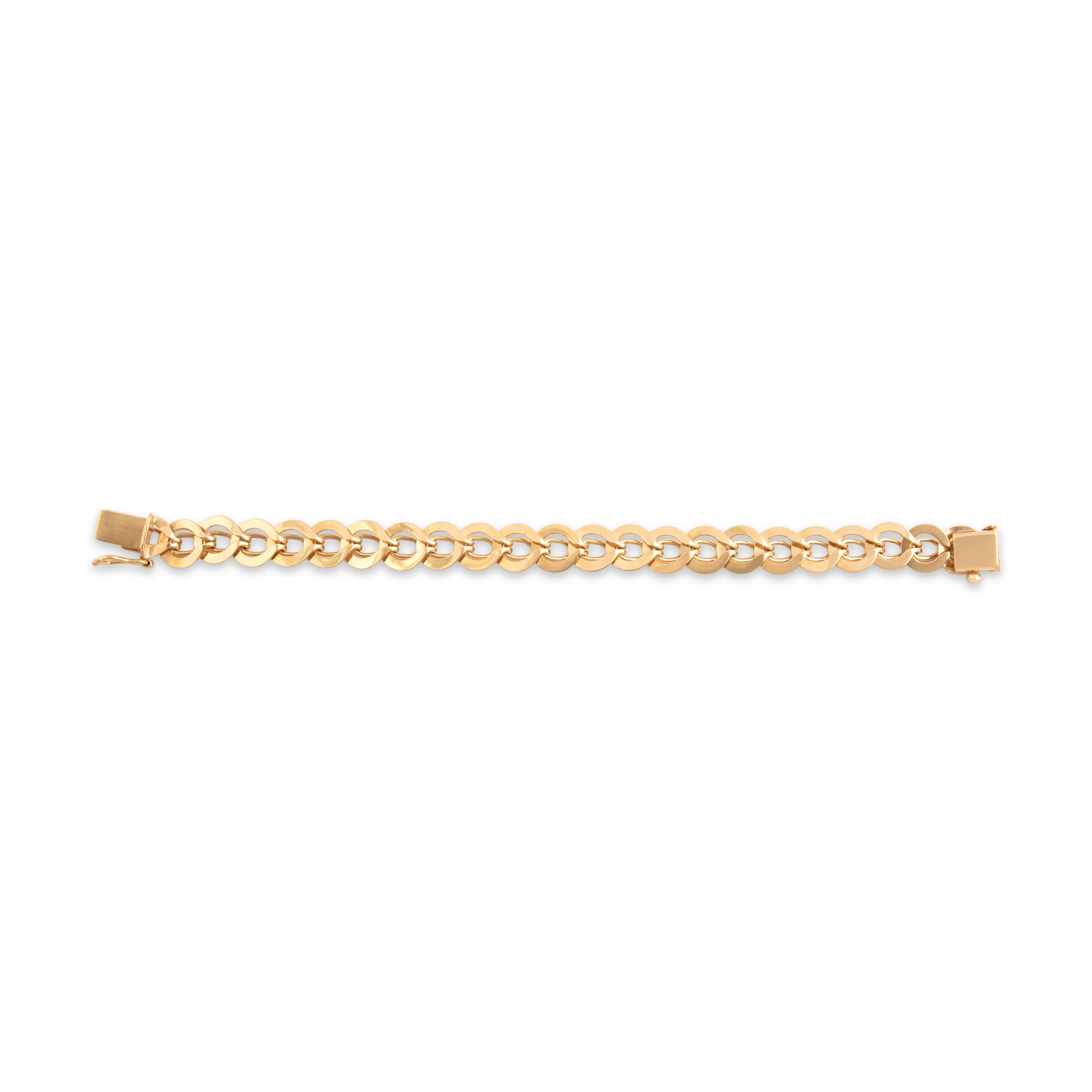 Vintage 14k Yellow Gold Fabulous Textured Disc Link Bracelet - Back view