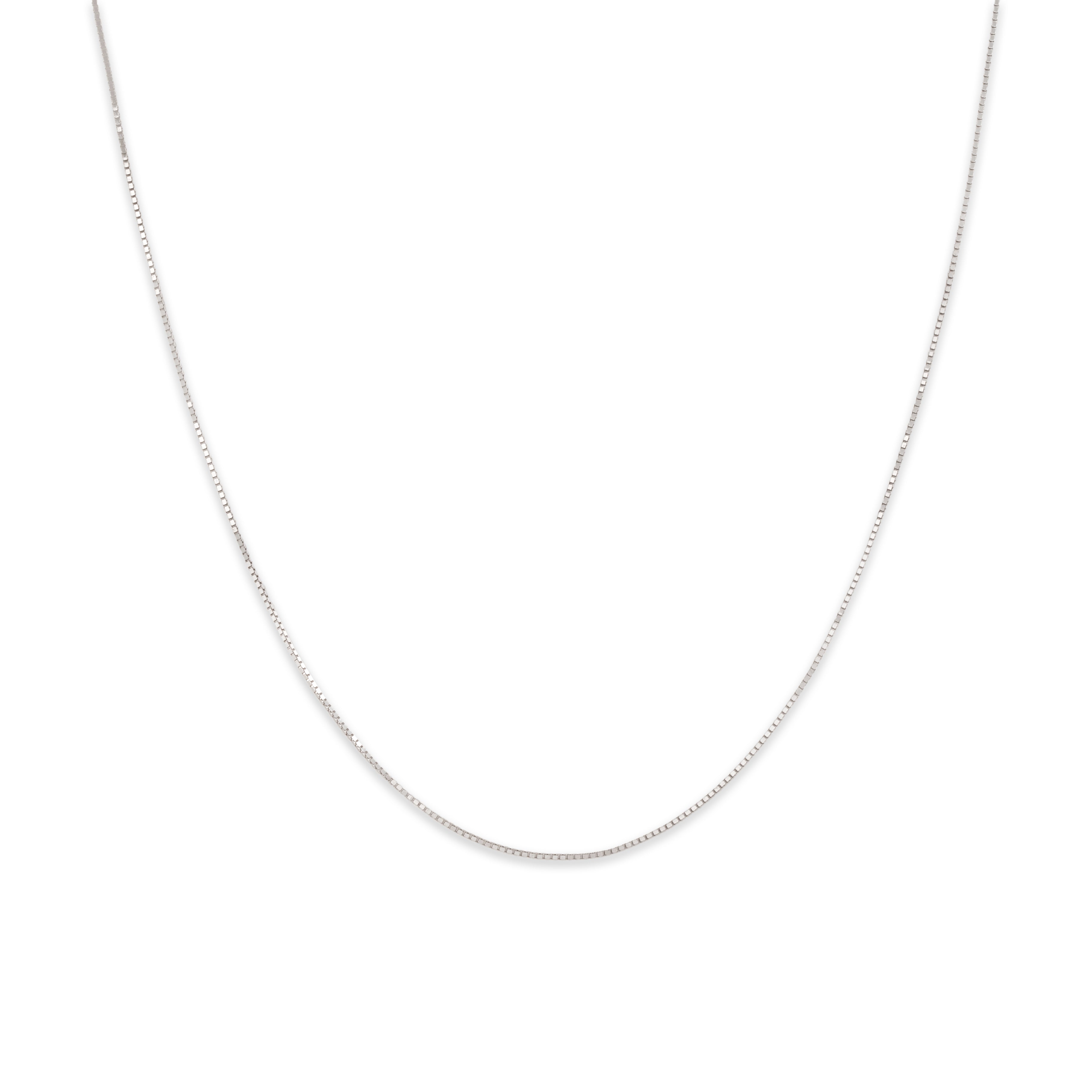 Vintage Italian 14k White Gold .6mm Delicate Box Chain - Close-up view