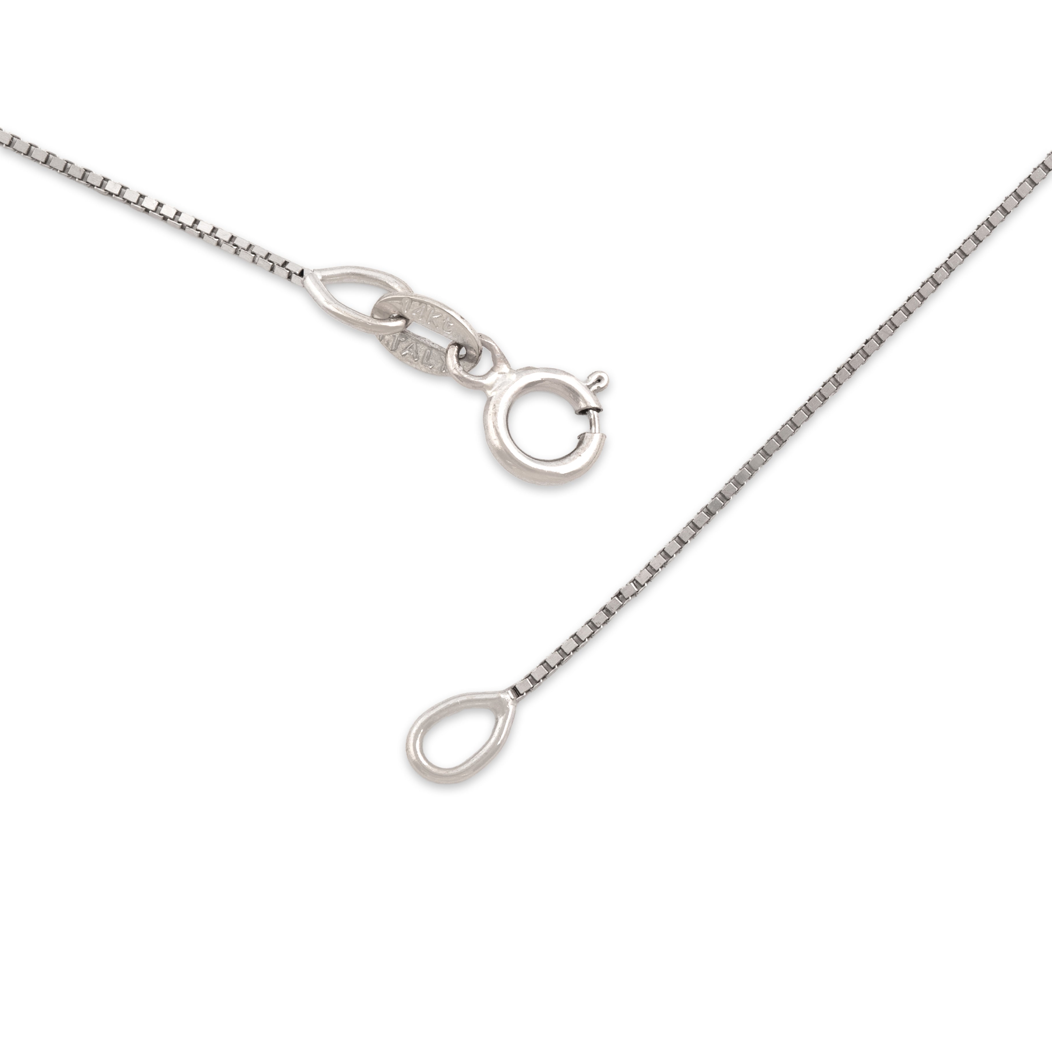 Vintage Italian 14k White Gold .6mm Delicate Box Chain - clasp view