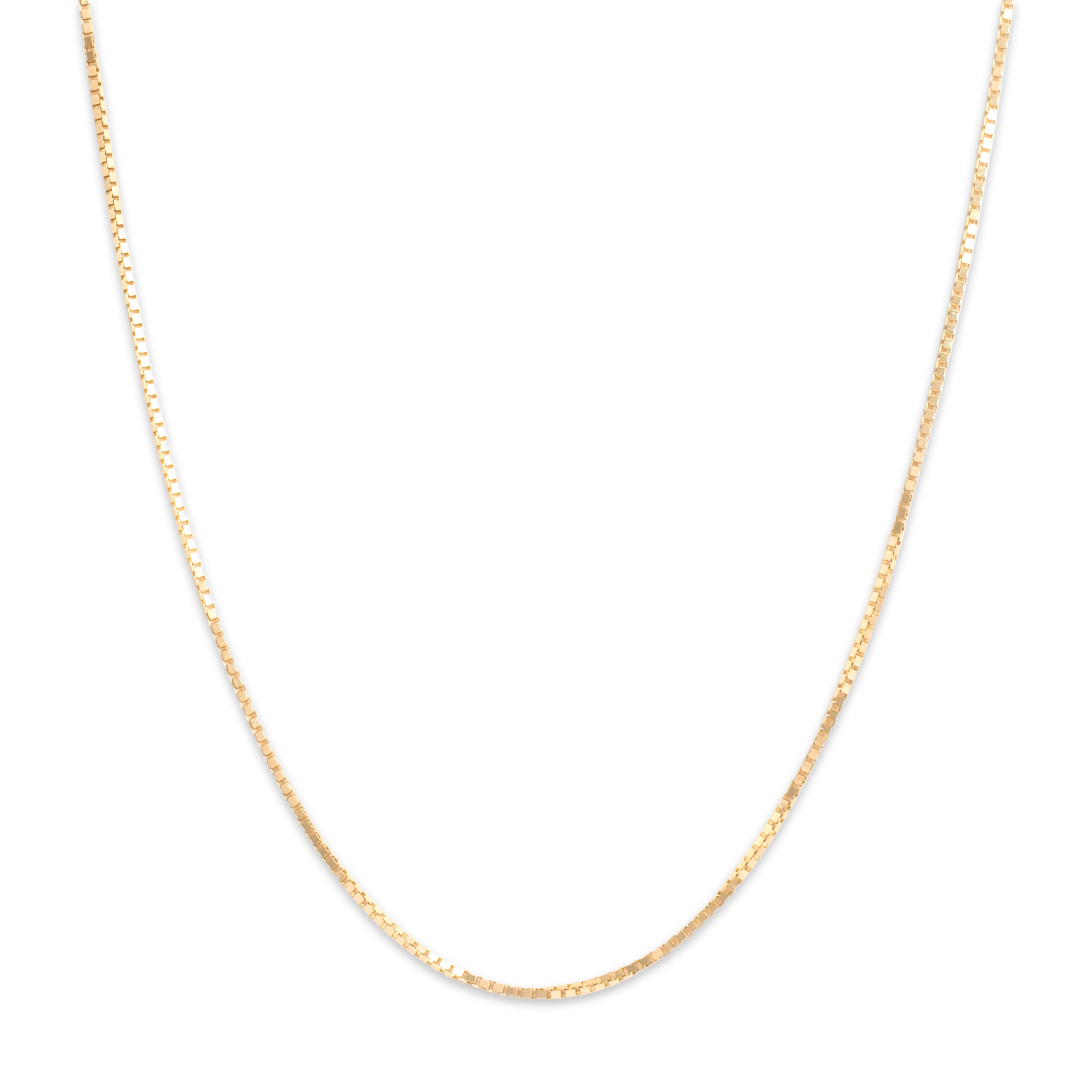 Vintage Italian 14k Yellow Gold 1mm Sleek Long Box Chain - Close-up view