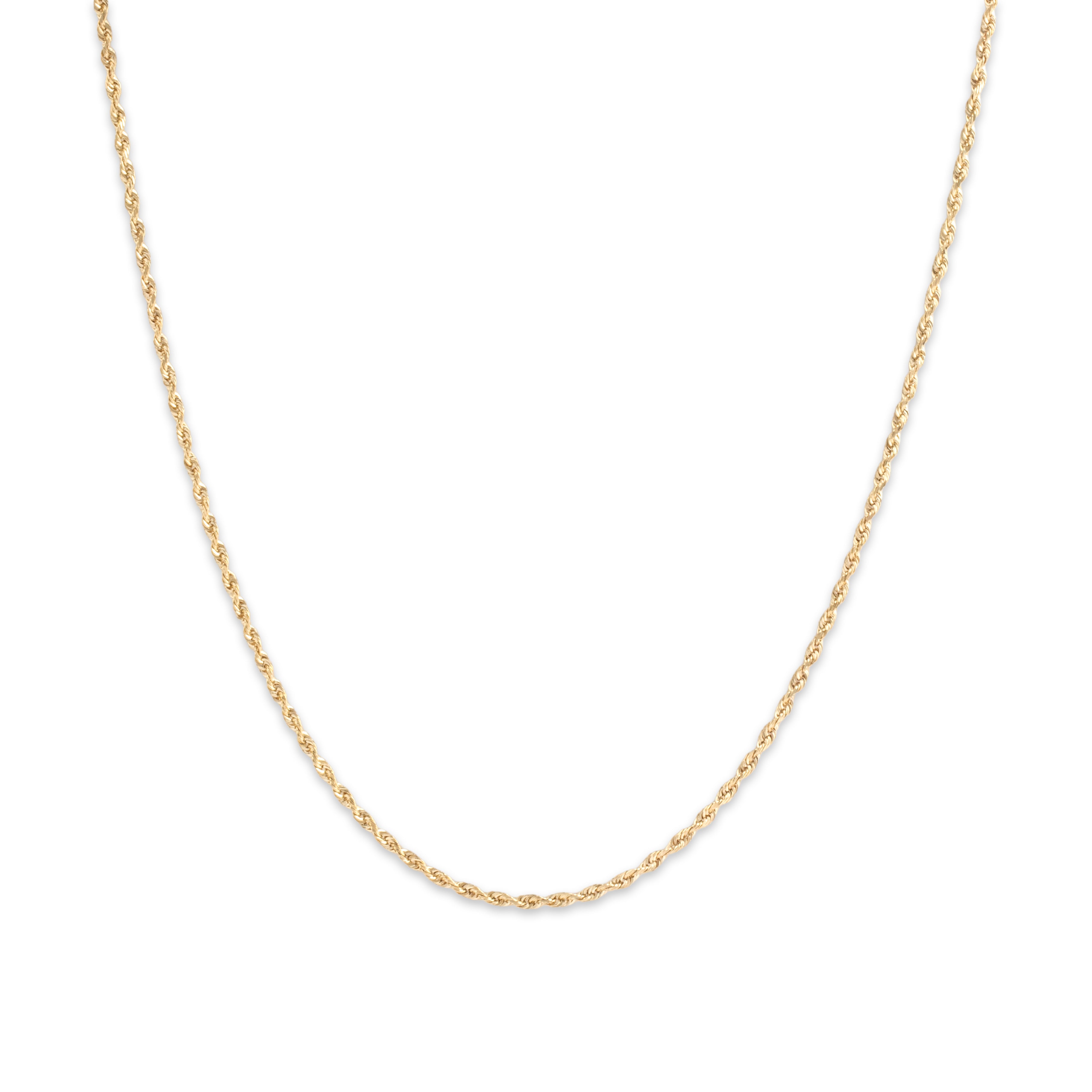Estate Peruvian 14k Yellow Gold 1.4mm Classic Rope Chain - Close-up view