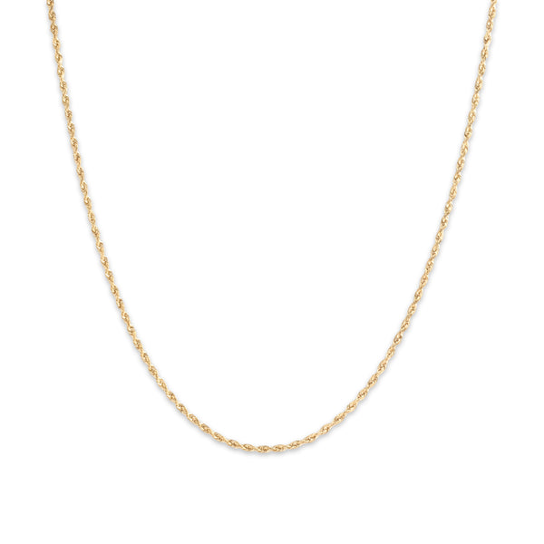 Estate Peruvian 14k Yellow Gold 1.4mm Classic Rope Chain 20