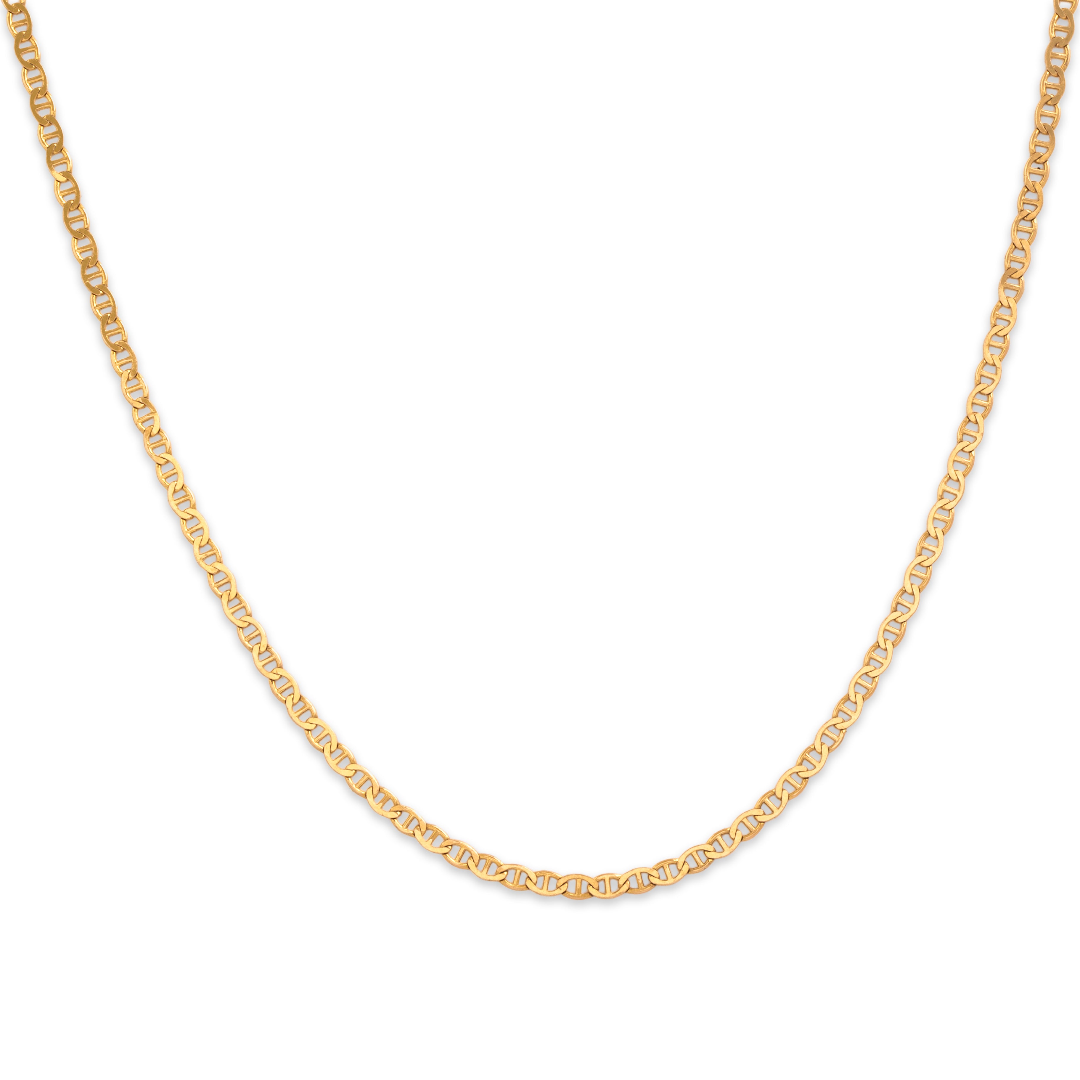 Vintage Italian 14k Yellow Gold 1.9mm Delicate Flat Mariner Chain - Close-up view