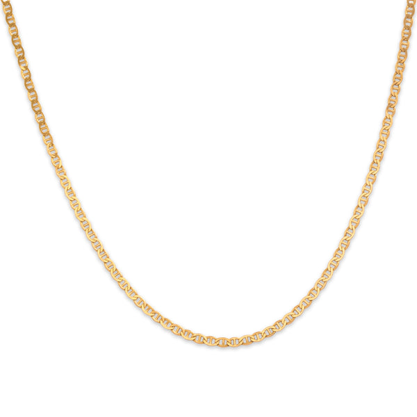 Vintage Italian 14k Yellow Gold 1.9mm Delicate Flat Mariner Chain 20