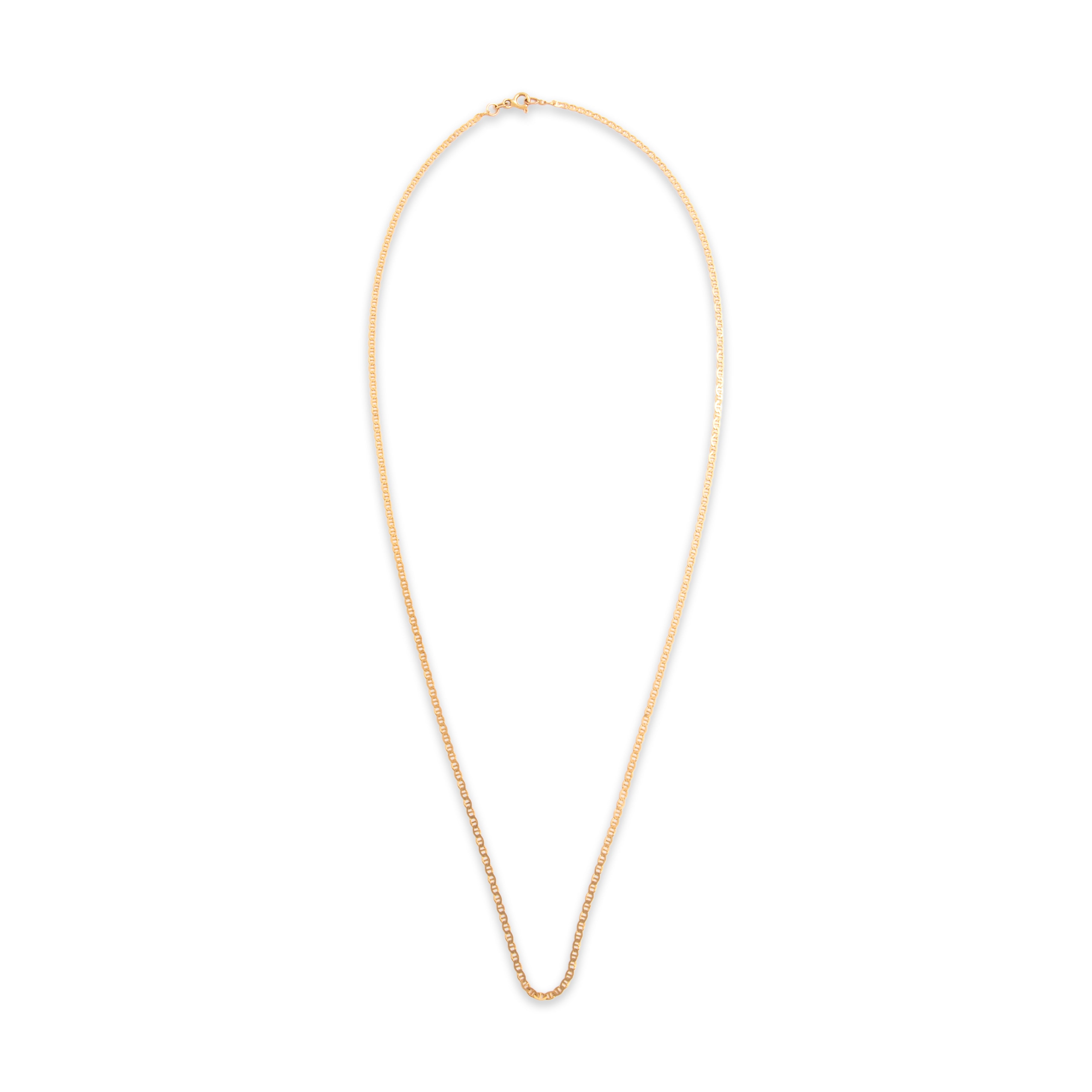 Vintage Italian 14k Yellow Gold 1.9mm Delicate Flat Mariner Chain - Overall view