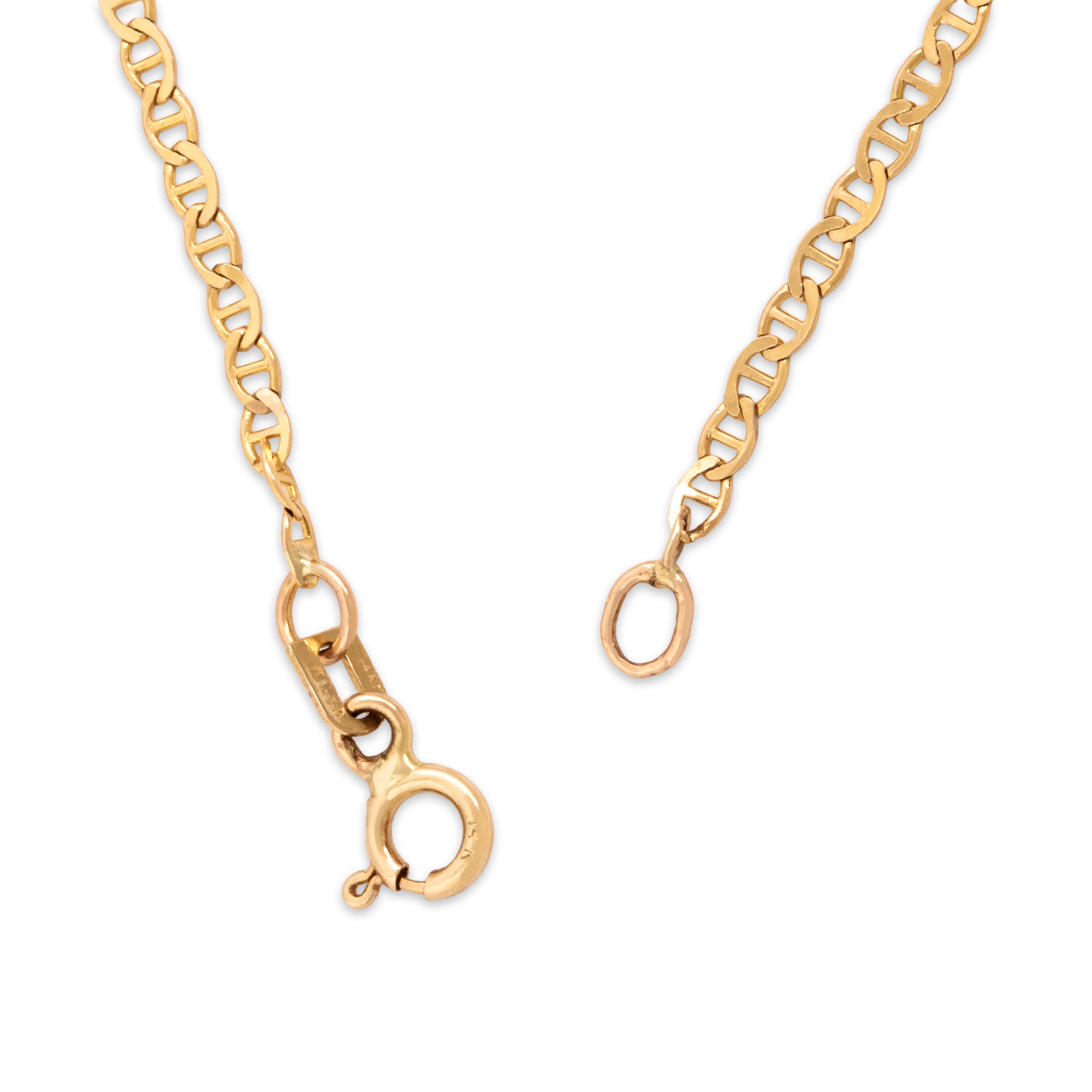 Vintage Italian 14k Yellow Gold 1.9mm Delicate Flat Mariner Chain - clasp view