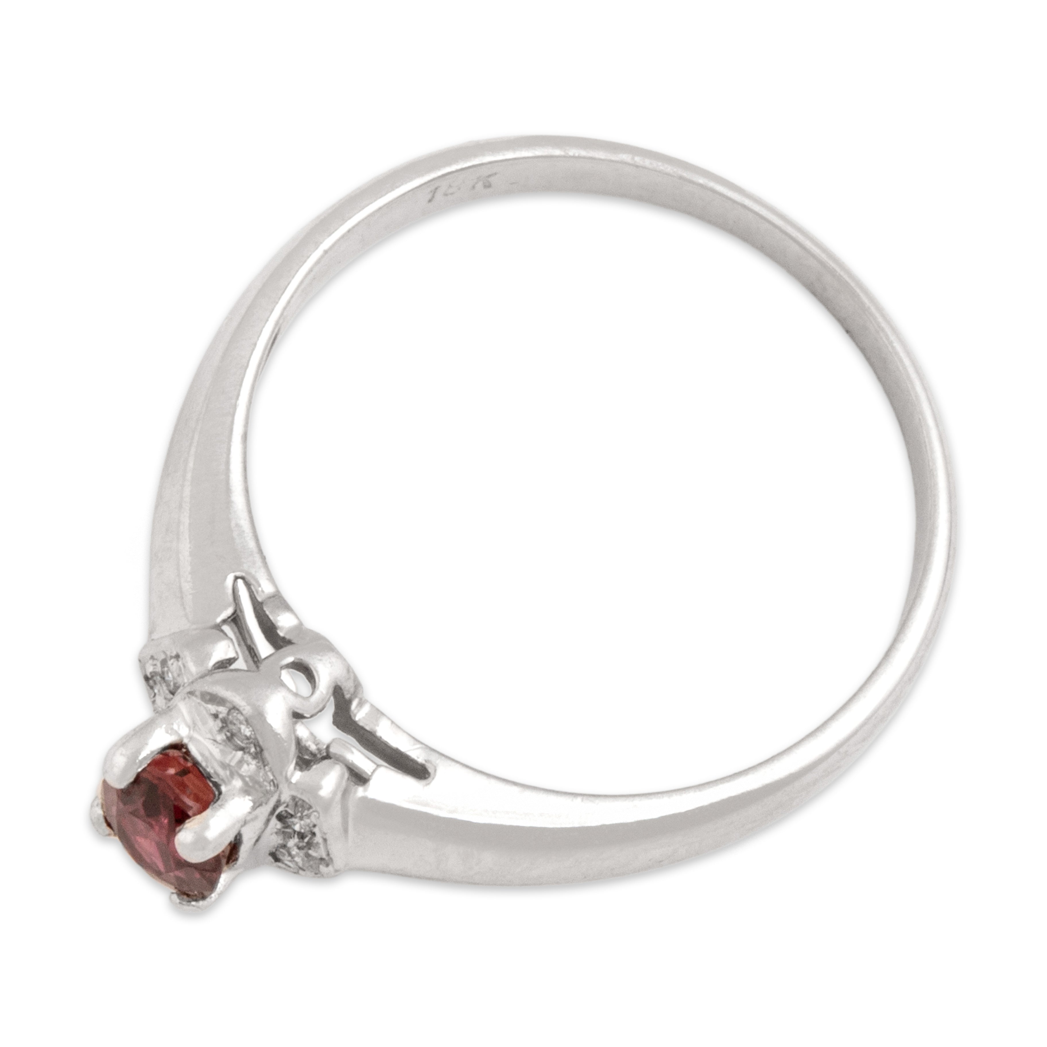 Vintage 14k White Gold Ruby Diamond Elegant Quatrefoil Halo Ring - Overall view