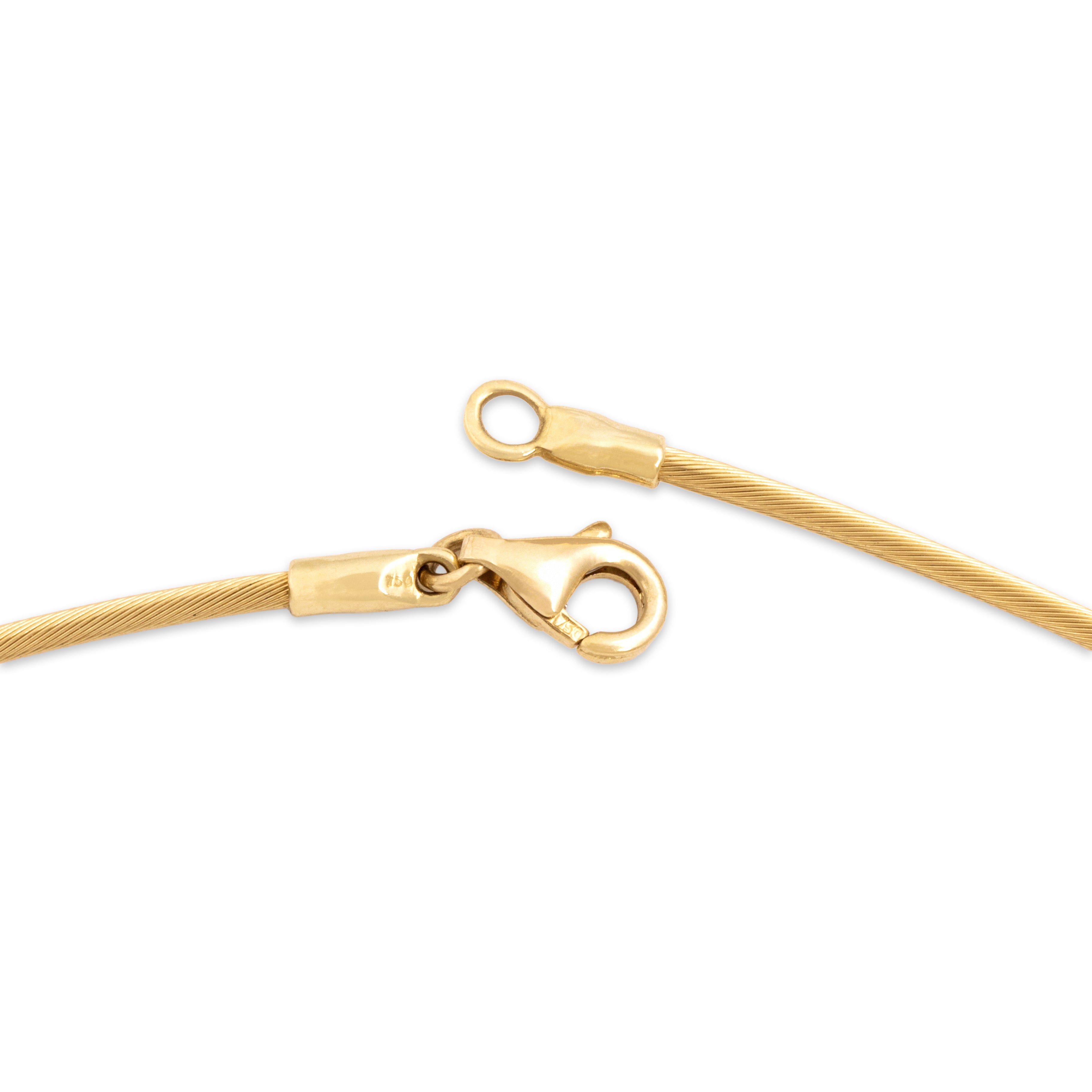Vintage 18k Yellow Gold 1.3mm Fabulous Satin Wire Collar Chain - clasp view