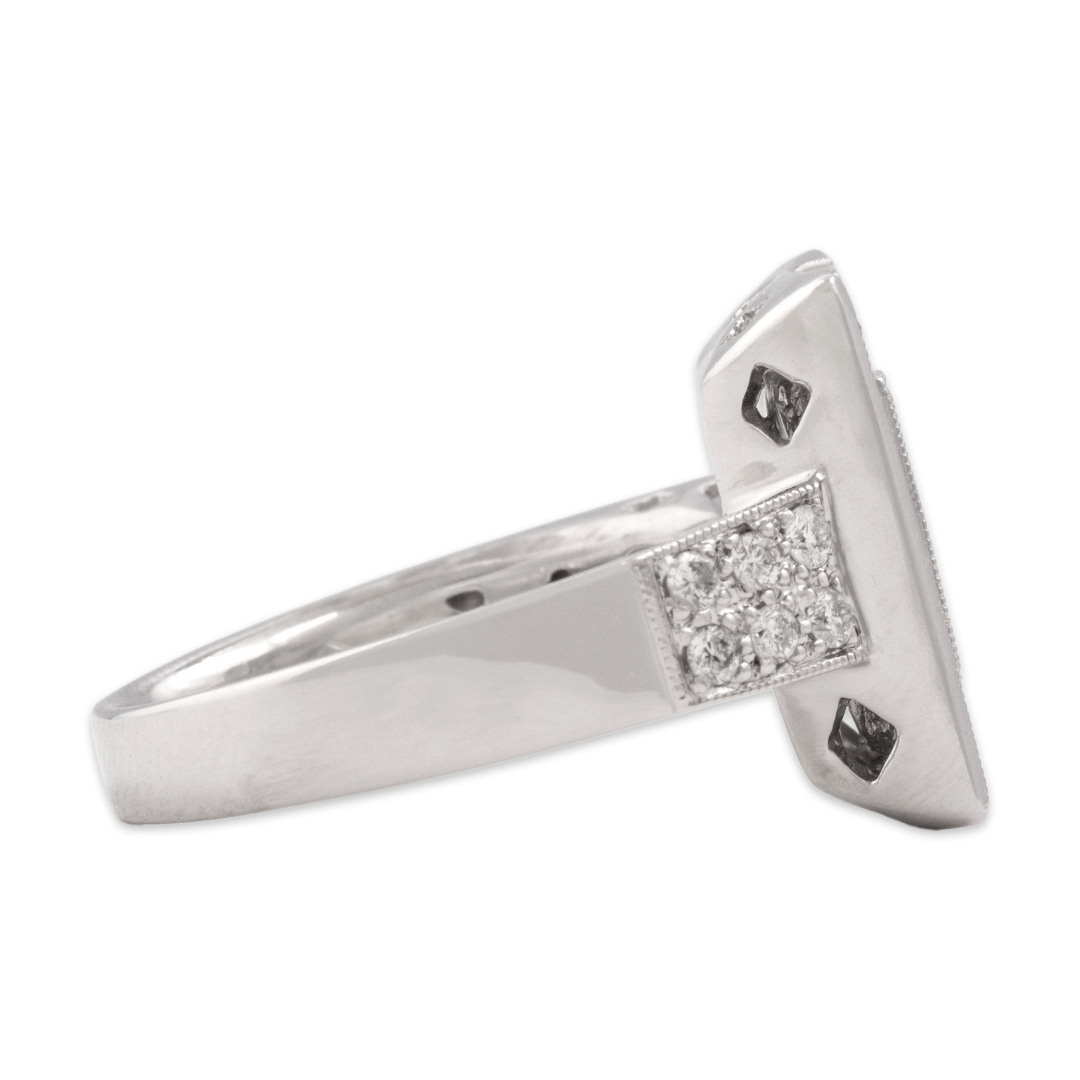 Vintage 14k White Gold .68cttw Diamond Onyx Dazzling Art Deco Style Ring - Side view