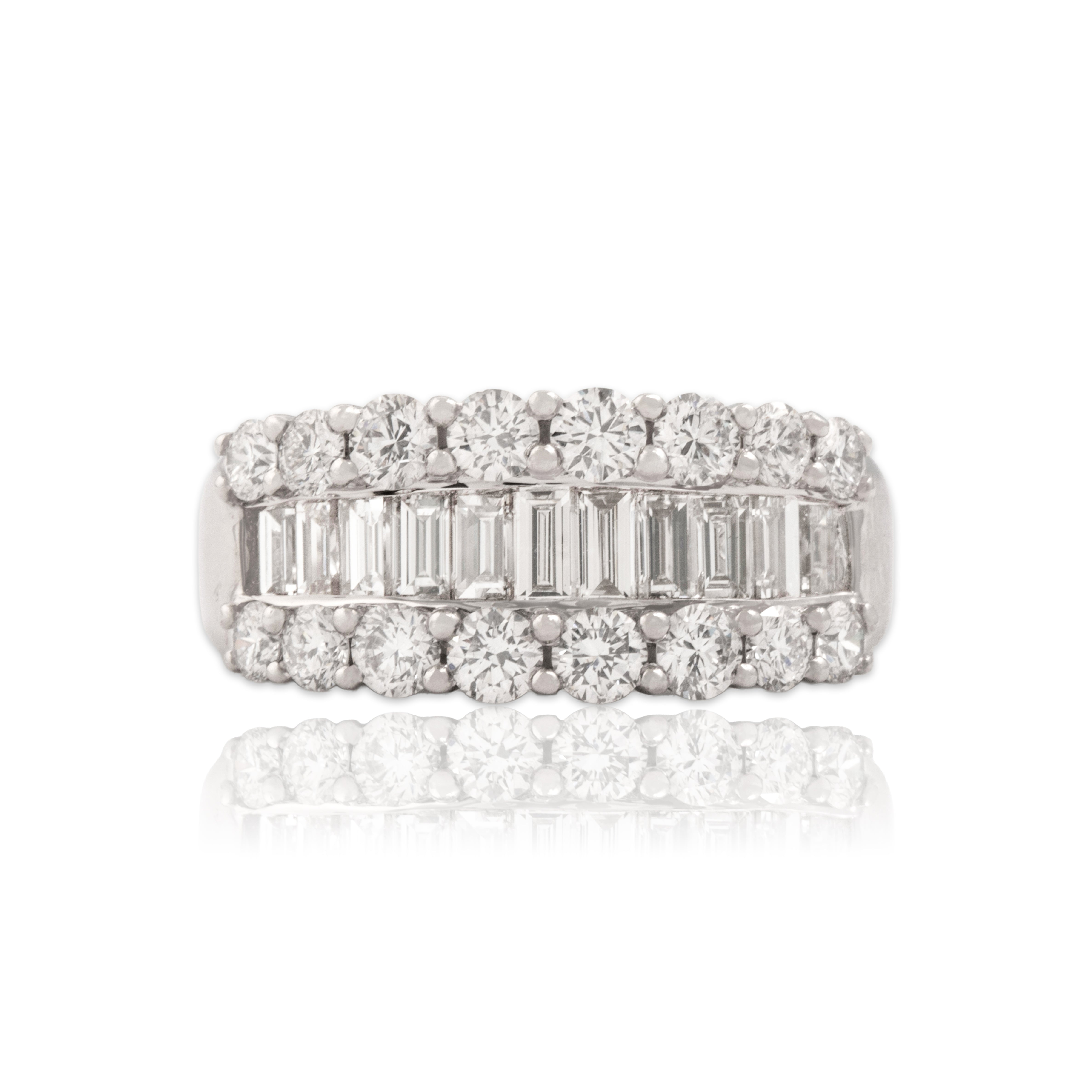 Estate 18k White Gold 1.79cttw Diamond Superb Dazzling Channel Band Ring - Close-up view