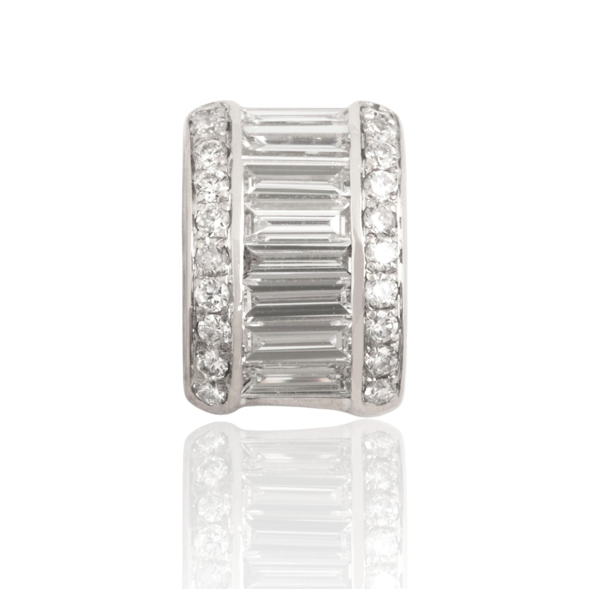 Estate Small 18k White Gold .31cttw Diamond Sleek Channel Slide Pendant