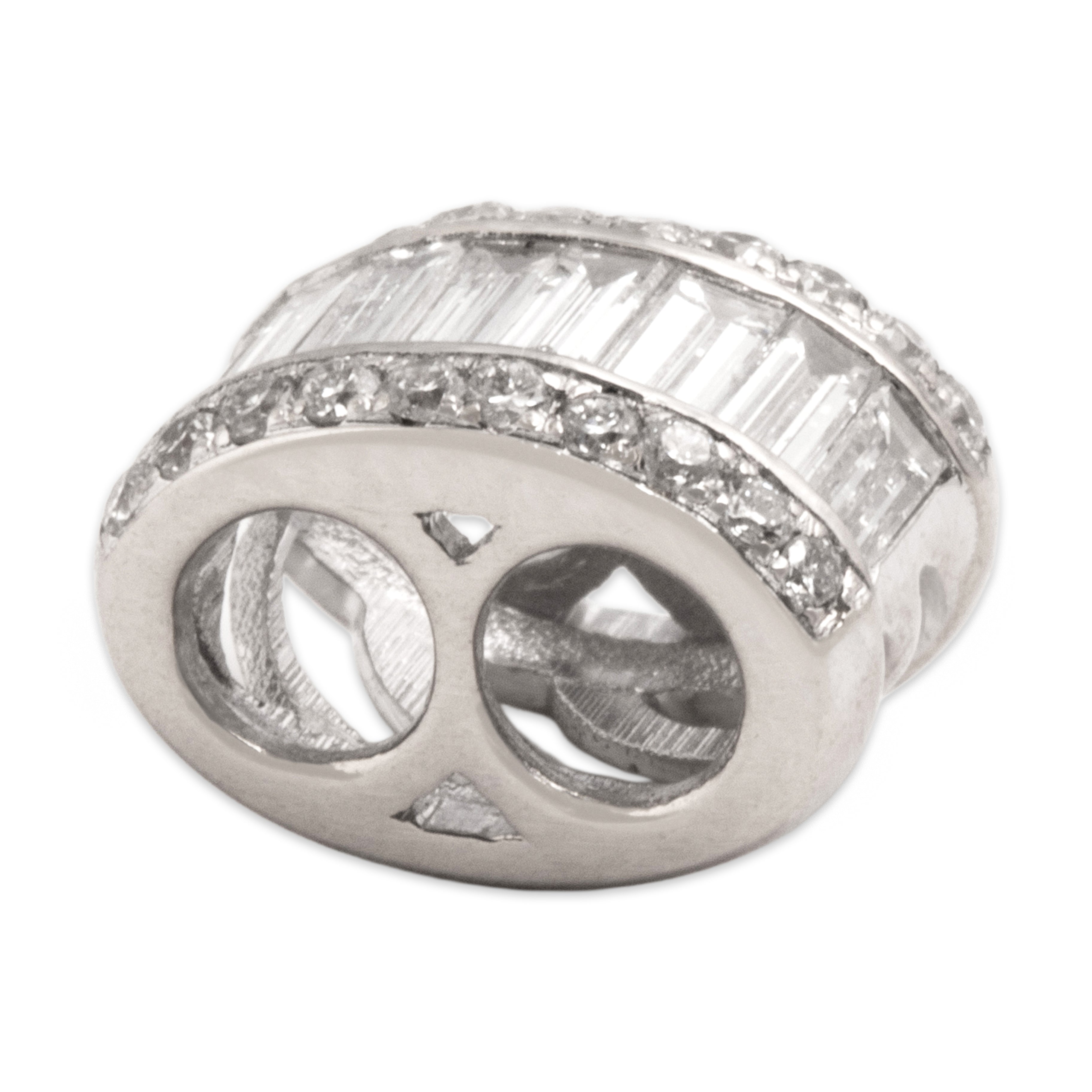 Estate Small 18k White Gold [Custom Carat] Sleek Channel Slide Pendant - Side view