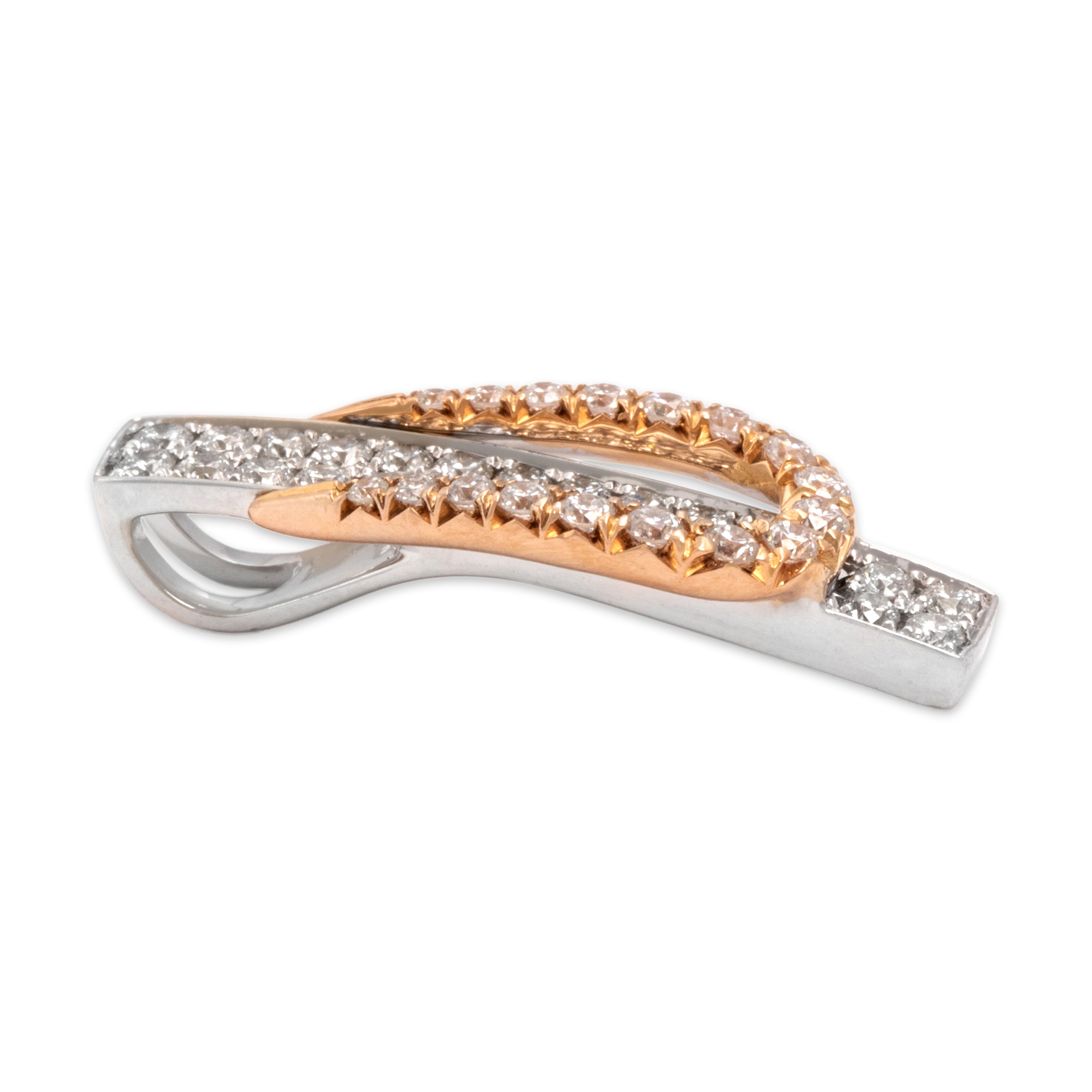 Estate Simon G. 18k White & Rose Gold [Custom Carat] Dazzling Buckle Slide Pendant - Side view