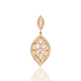 Vintage 14k Yellow Gold .74cttw Diamond Sparkling Tiered Cluster Slide Pendant