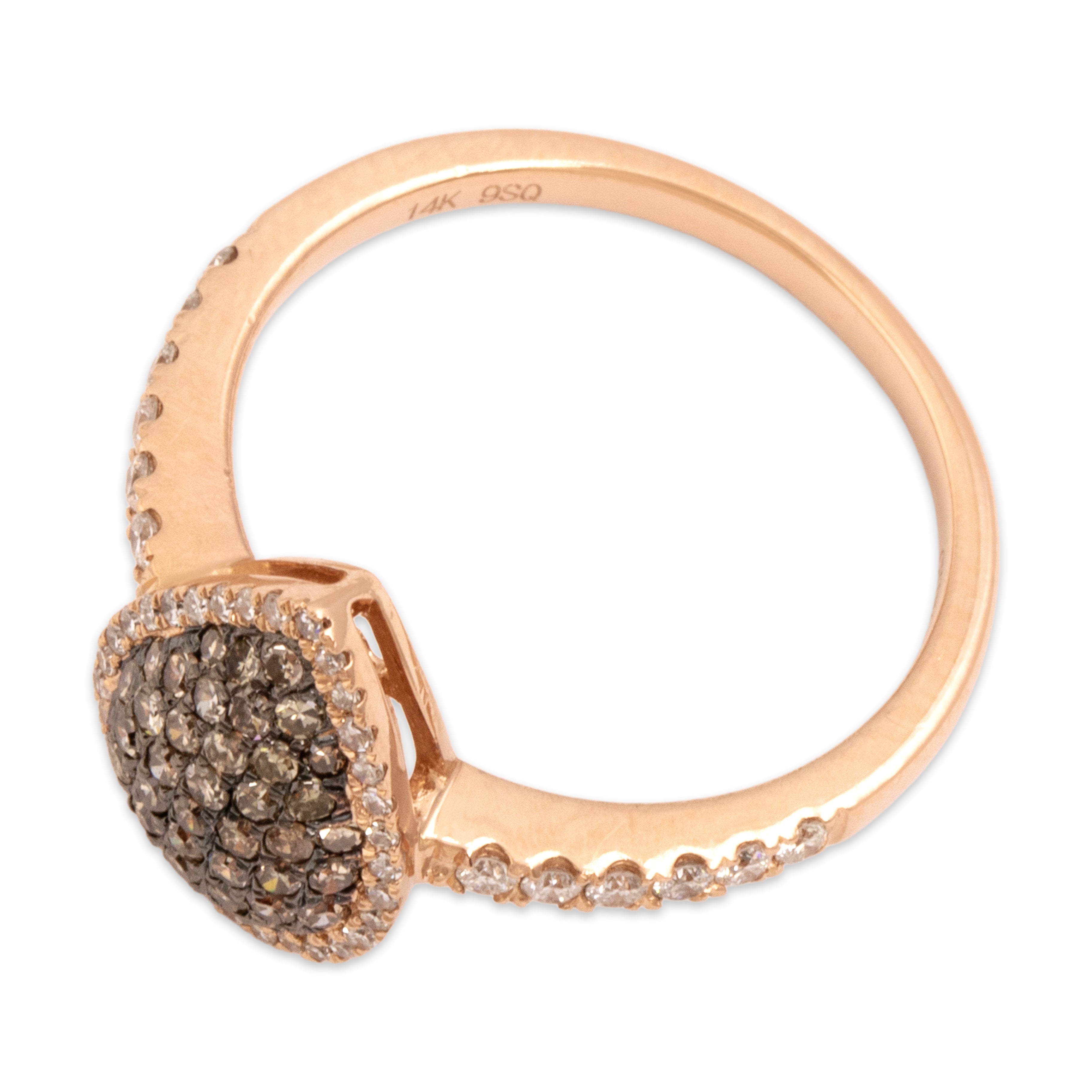 Estate 14k Rose Gold Chocolate Diamond White Diamond Fantastic Glittering Pear Ring - Overall view