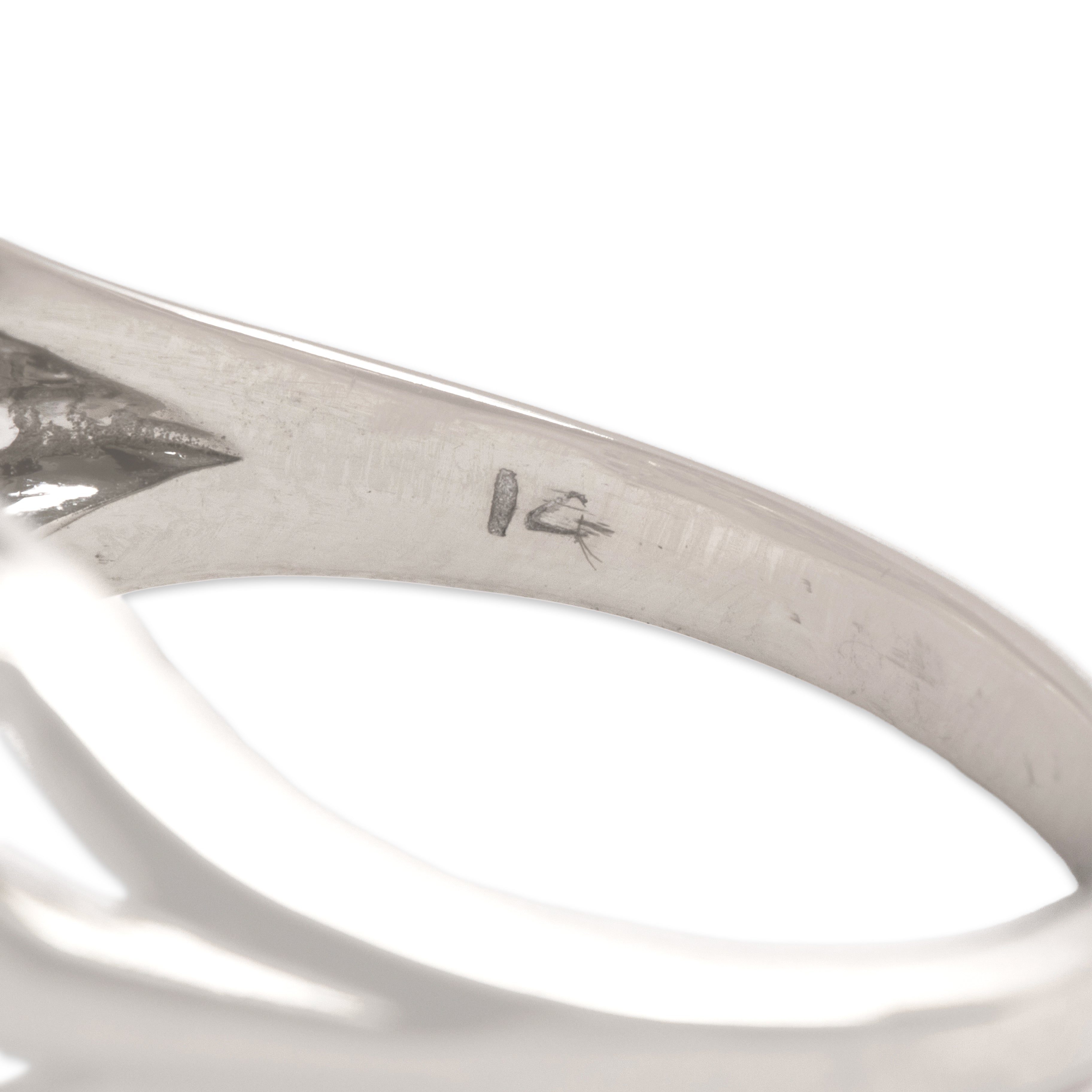 Vintage 14k White Gold .96cttw Diamond Fabulous Curved Triple Row Band Ring  - Hallmark view