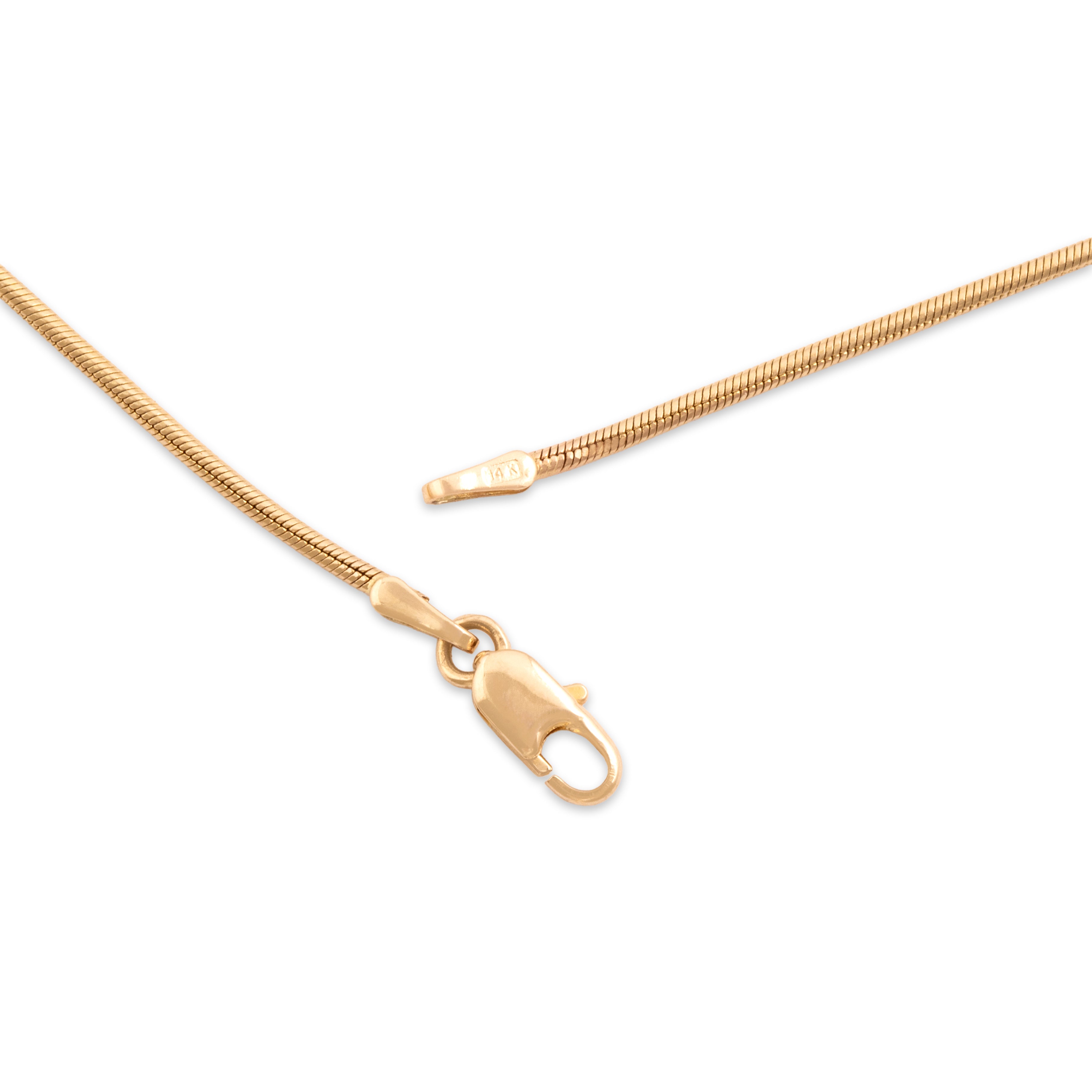 Vintage 14k Yellow Gold Diamond Stunning Snake Chain Bezel Solitaire Necklace - clasp view
