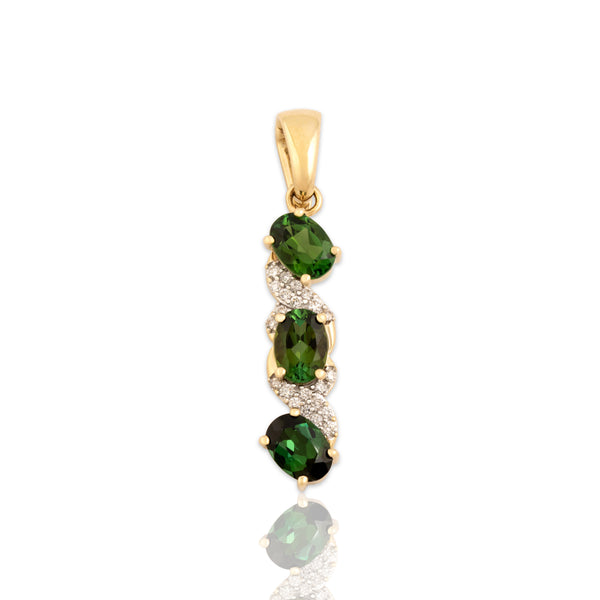 Estate Lance Fischer 14k Yellow Gold 2.16cttw Green Tourmaline Diamond Pendant