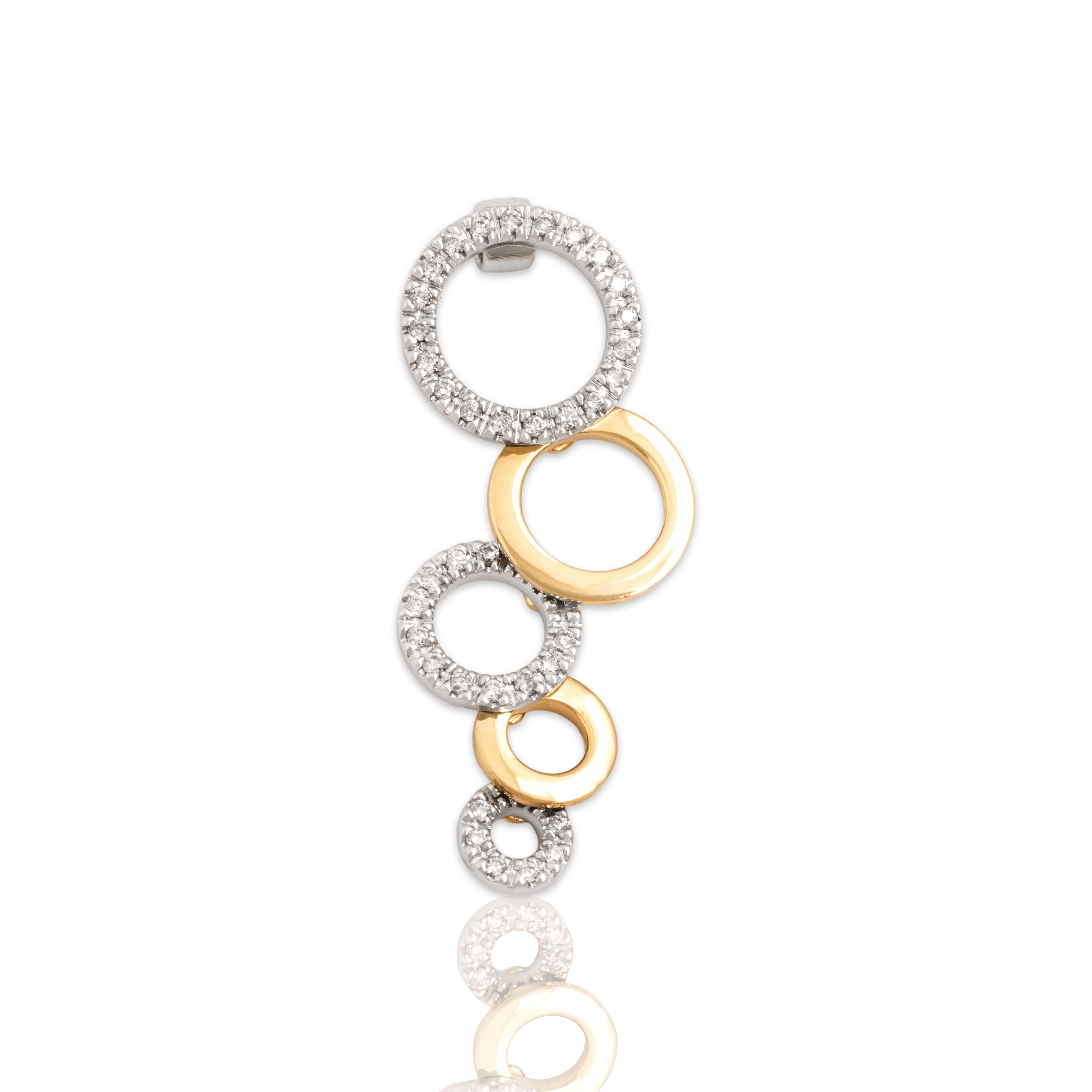 Vintage 14k Yellow & White Gold Diamond Sparkling Open Bubble Pendant