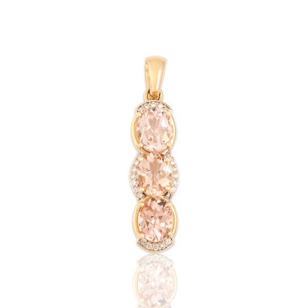 Estate Lance Fischer 14k Yellow Gold 4.19cttw Morganite Diamond Oval Pendant
