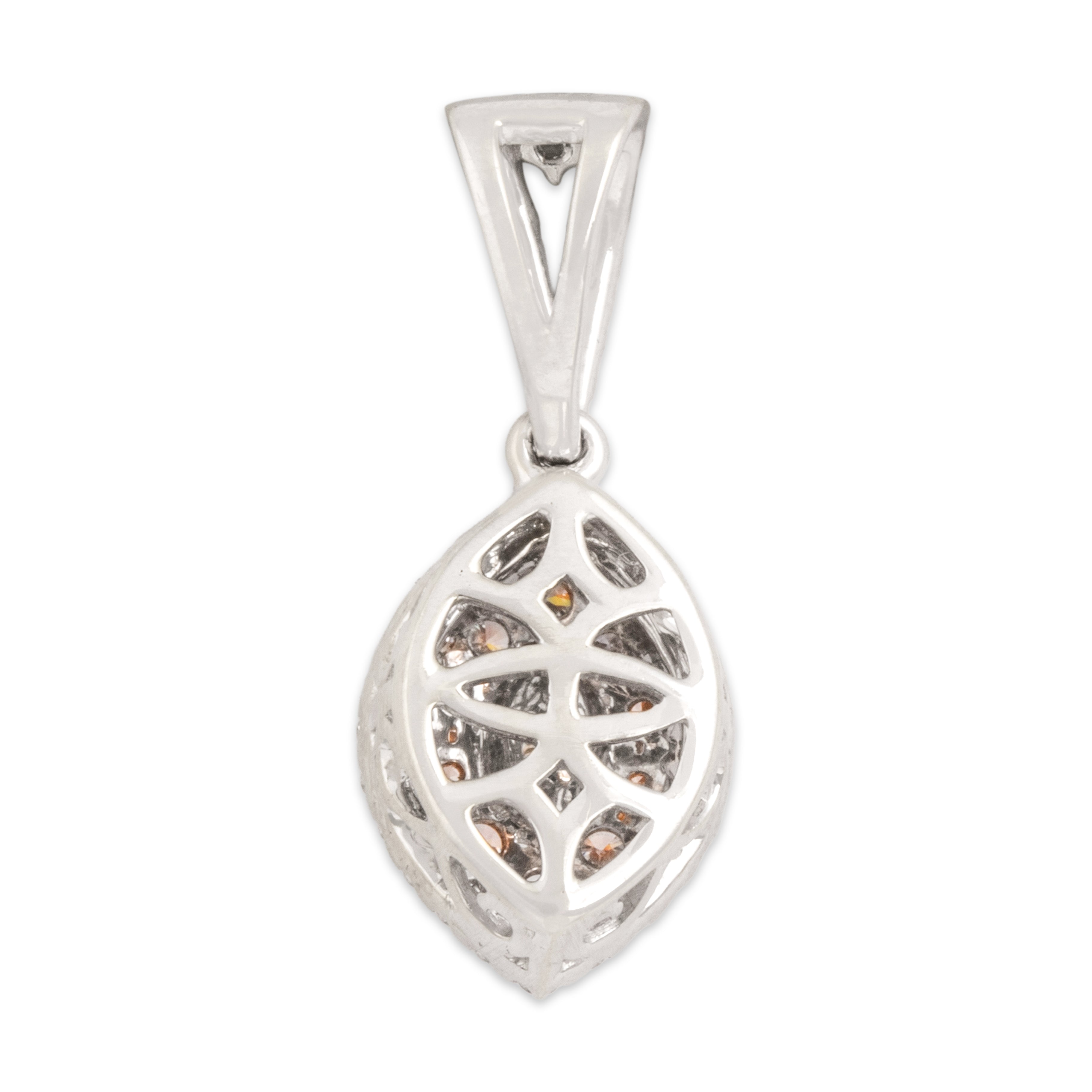 Estate 14k White & Rose Gold Light Pink Diamond Diamond Dazzling Multi Colored Pendant - Back view