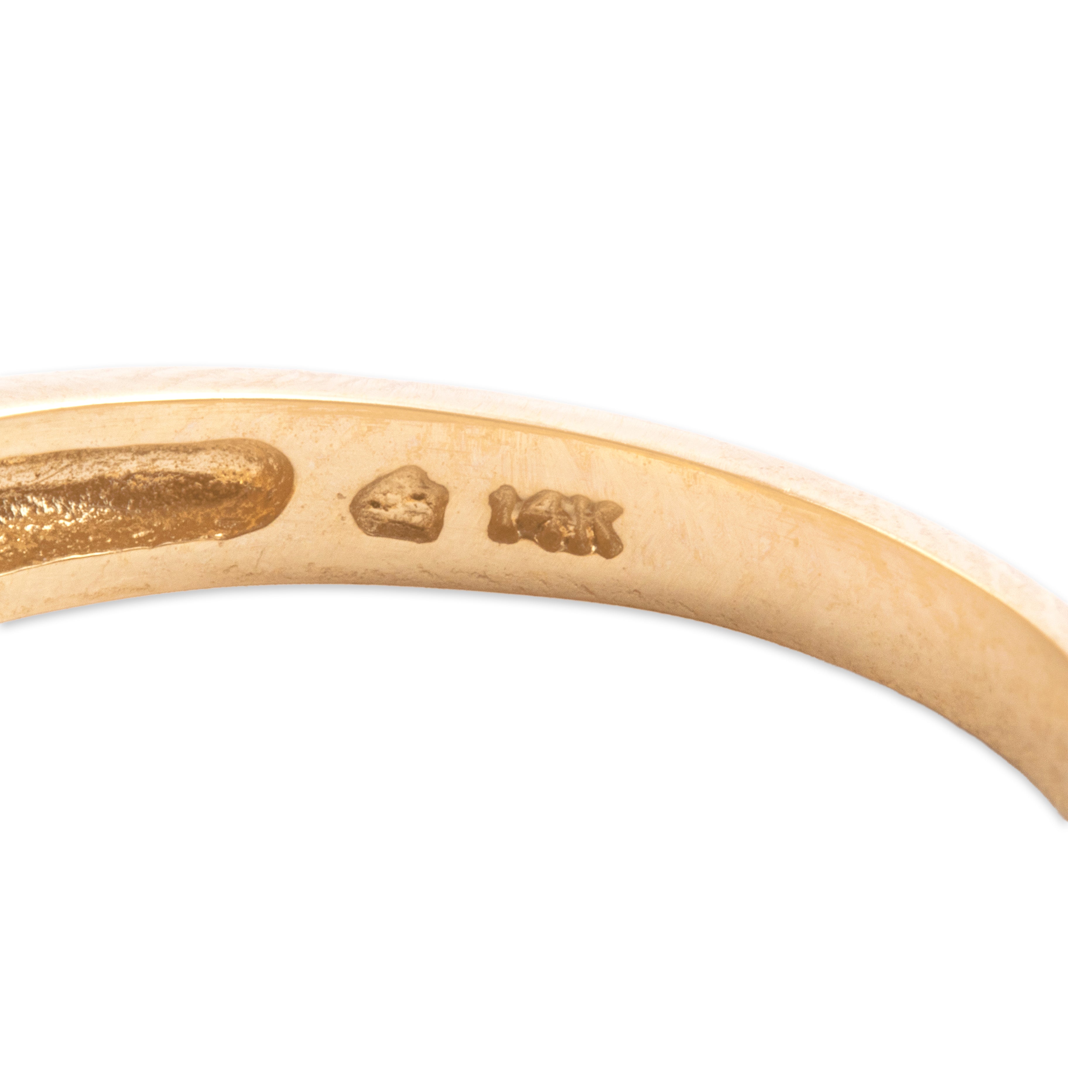 Vintage 14k Yellow Gold Opal Diamond Iridescent Alternating Channel Band Ring - Hallmark view