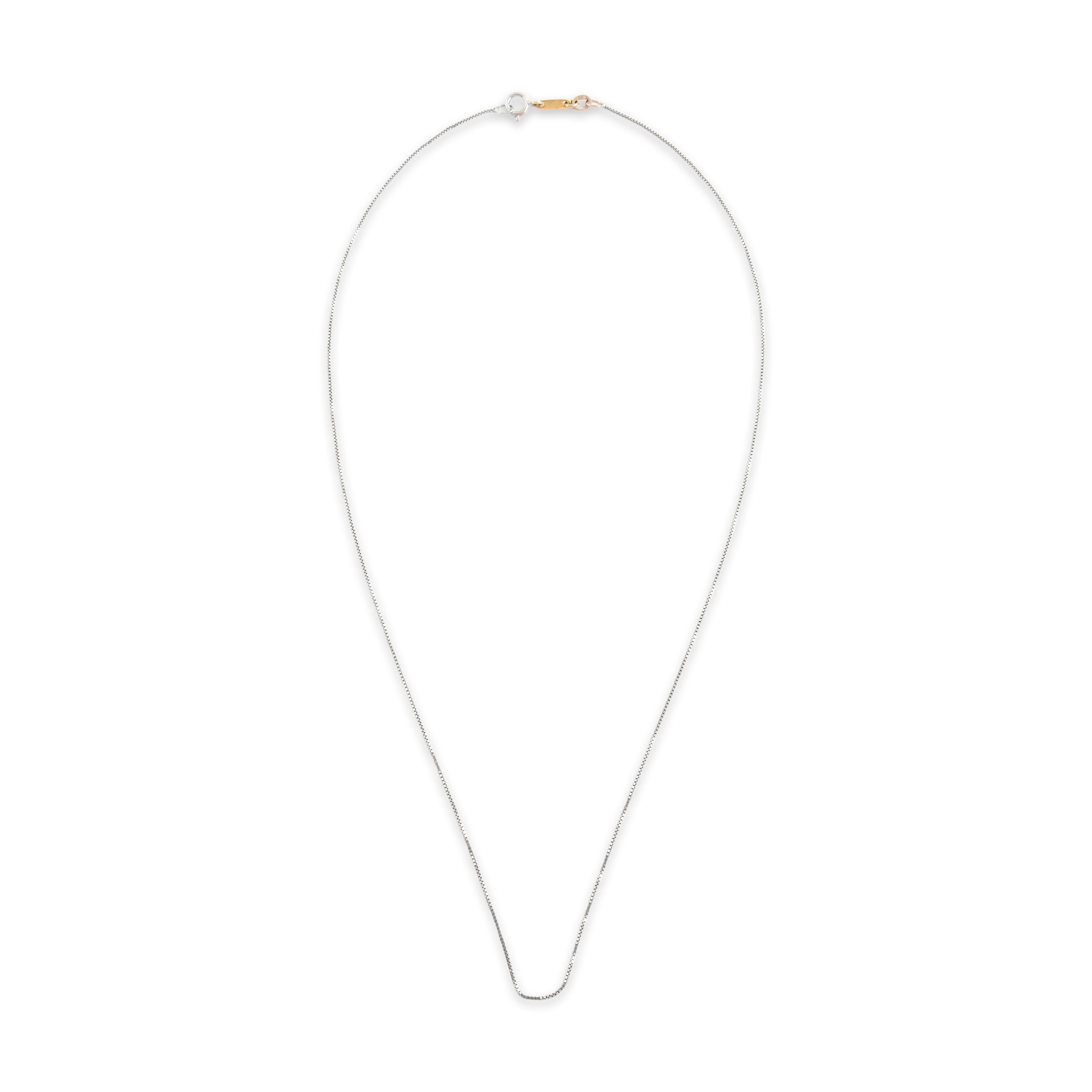 Vintage Italian 18k White & Yellow Gold .5mm Sleek Delicate Box Chain - Overall view