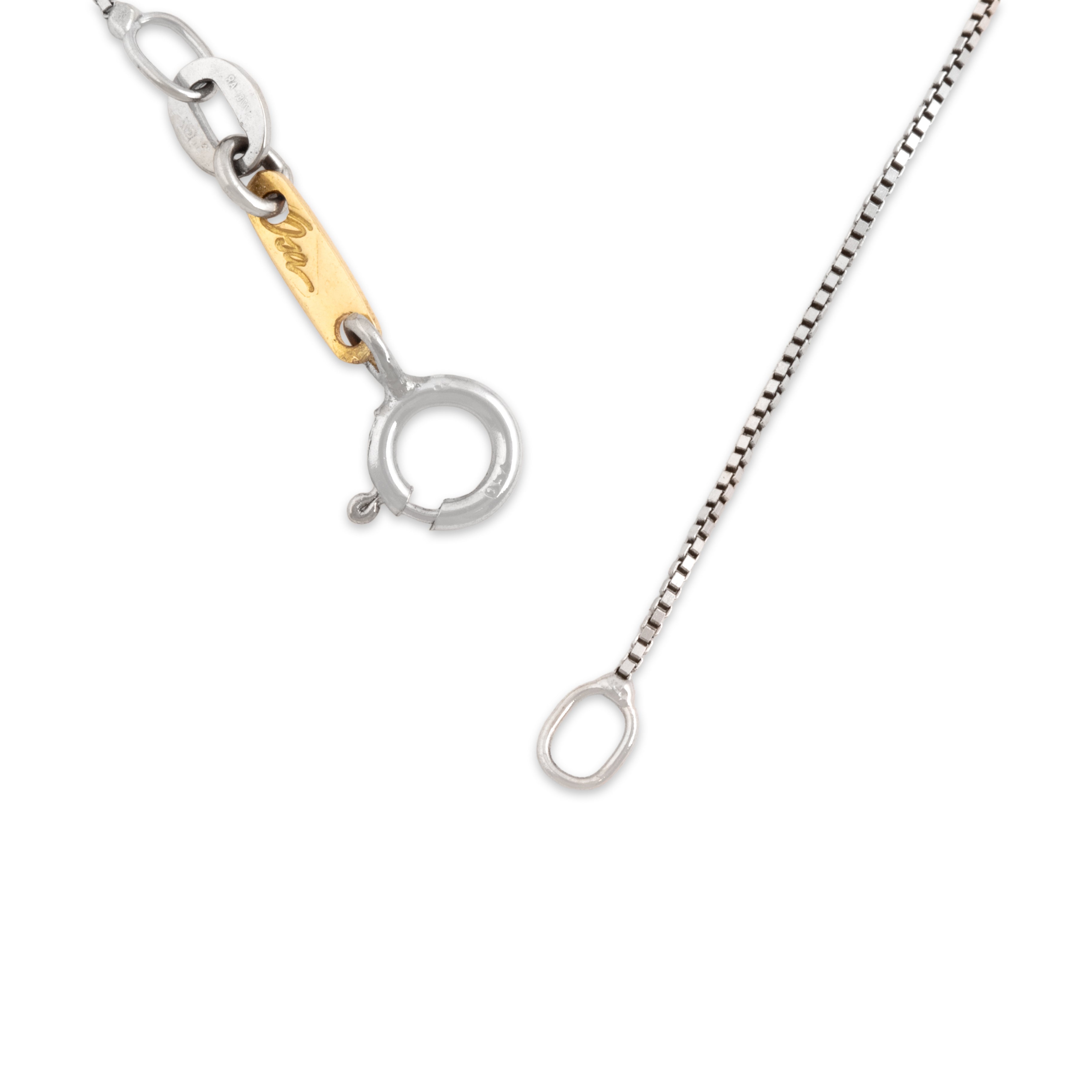 Vintage Italian 18k White & Yellow Gold .5mm Sleek Delicate Box Chain 16