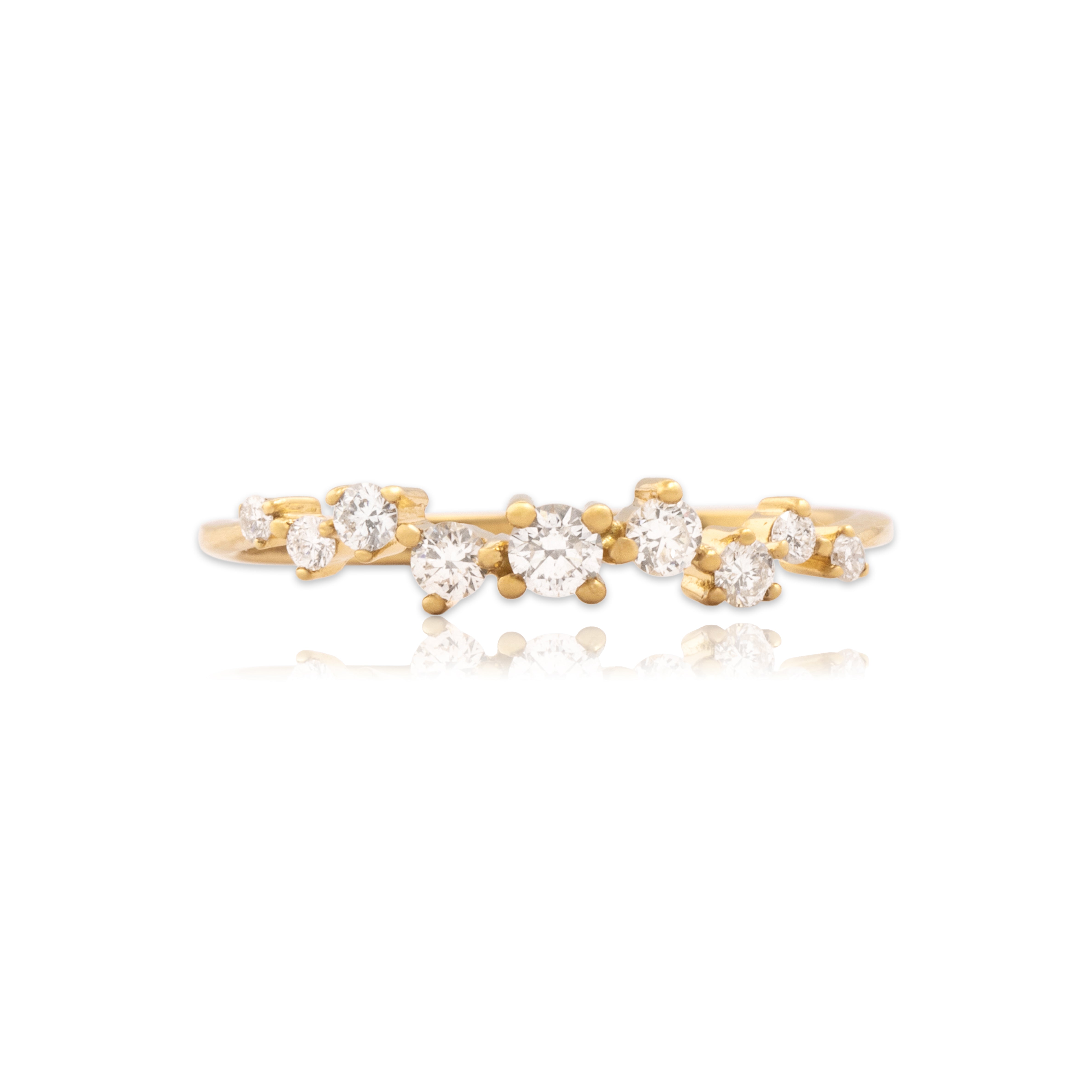 Estate 18k Yellow Gold Diamond Dazzling Organic Line Ring 7.25