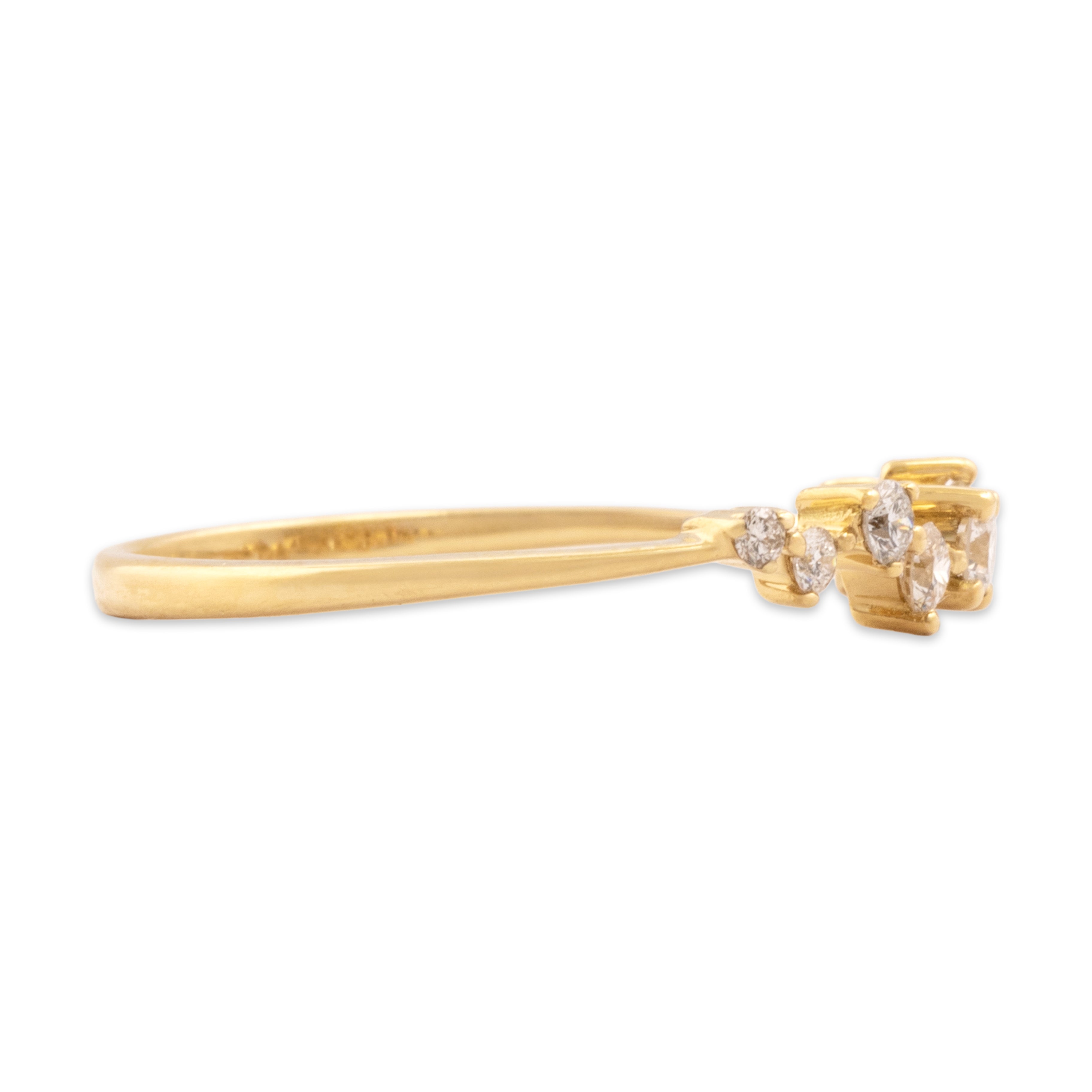Estate 18k Yellow Gold Diamond Dazzling Organic Line Ring - Side view