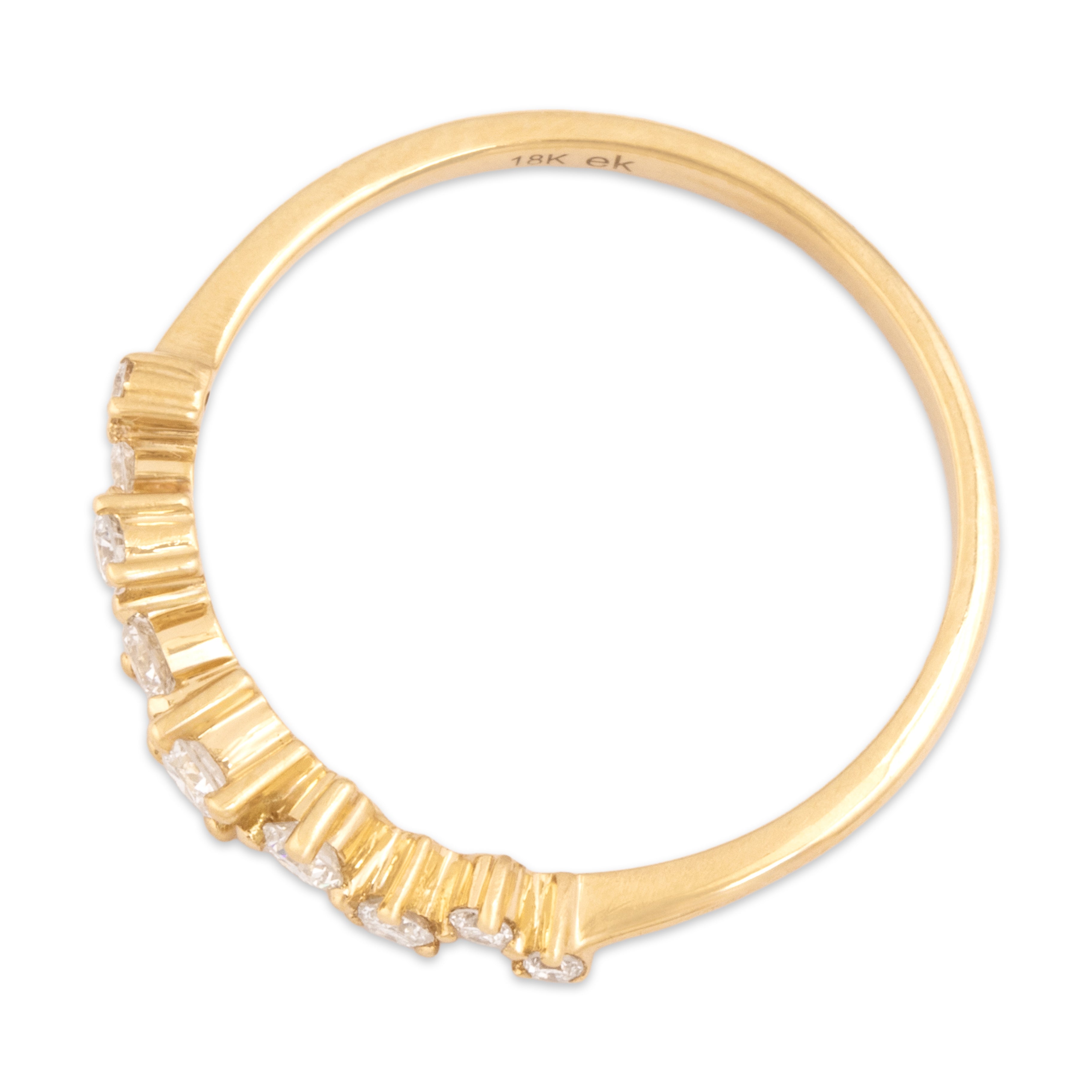 Estate 18k Yellow Gold Diamond Dazzling Organic Line Ring 7.25