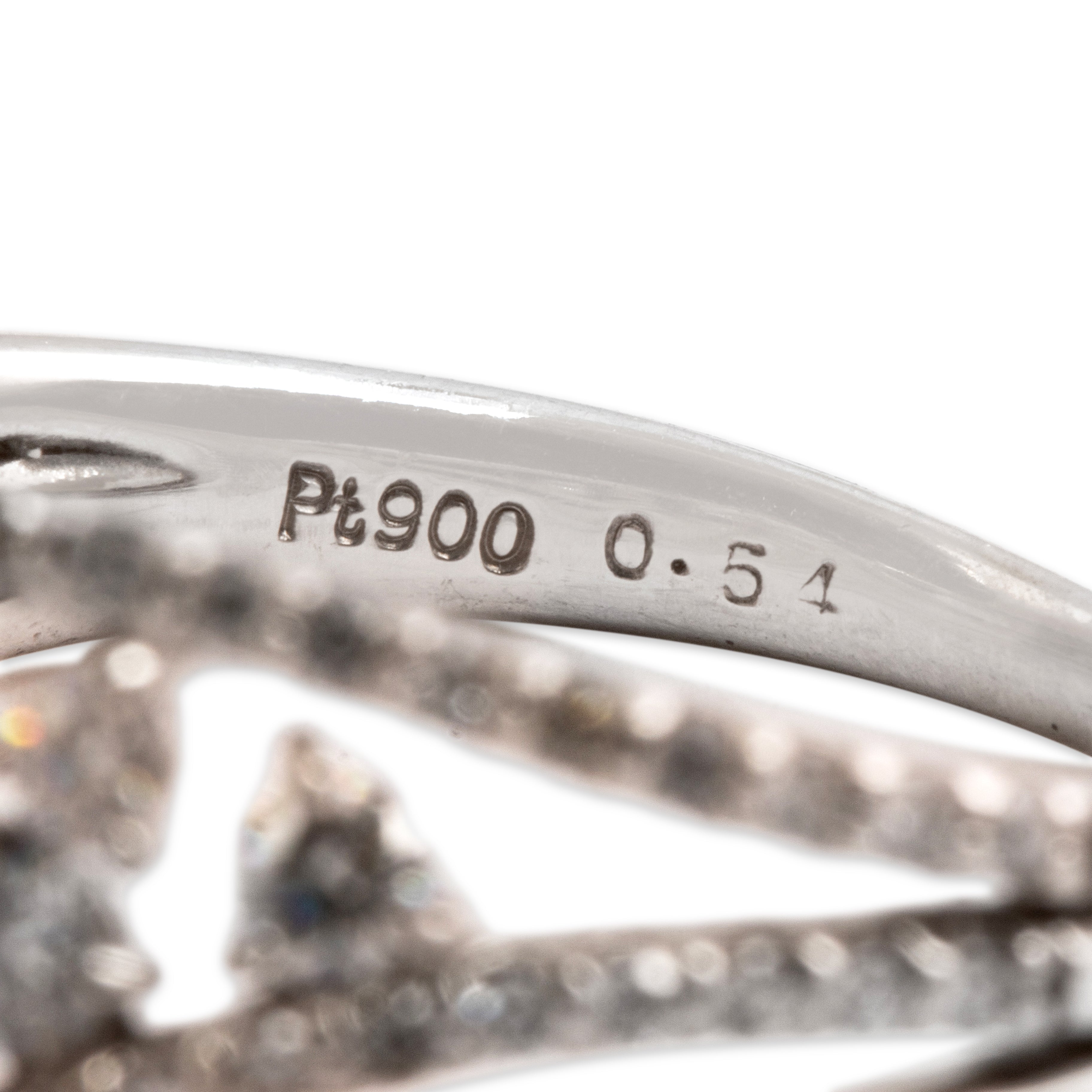 Vintage Platinum Blue Sapphire Diamond Swirling Dazzling Accented Ring - Hallmark view