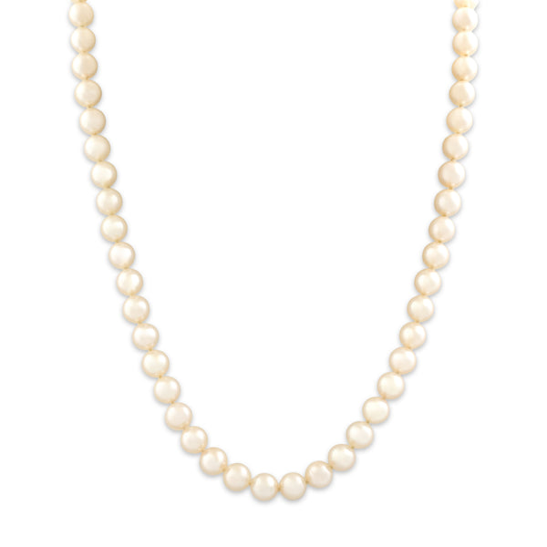 Vintage 14k Yellow Gold Pearl Timeless Strand Ball Fluted Ball Clasp Necklace 18