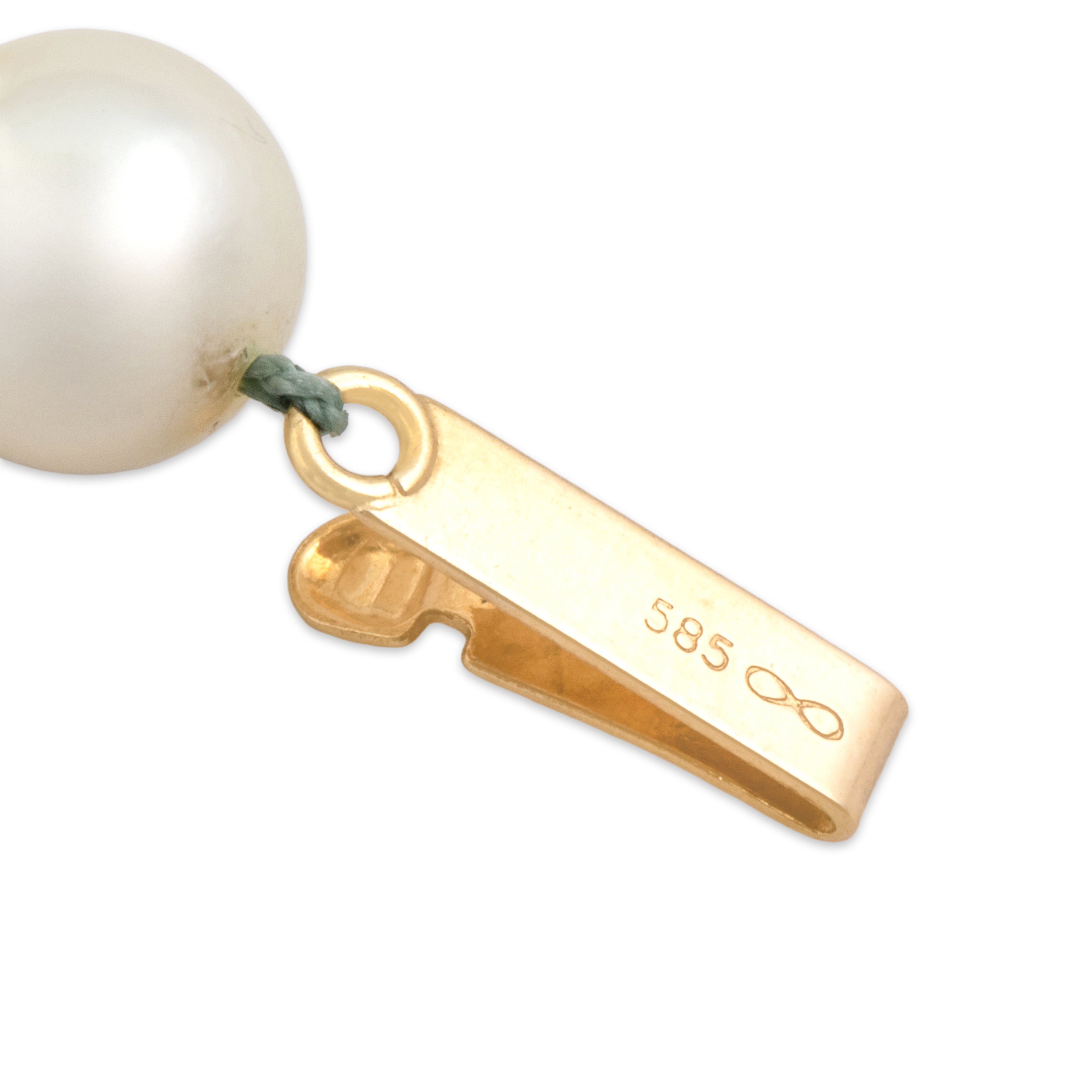 Vintage 14k Yellow Gold Pearl Timeless Strand Ball Fluted Ball Clasp Necklace 18
