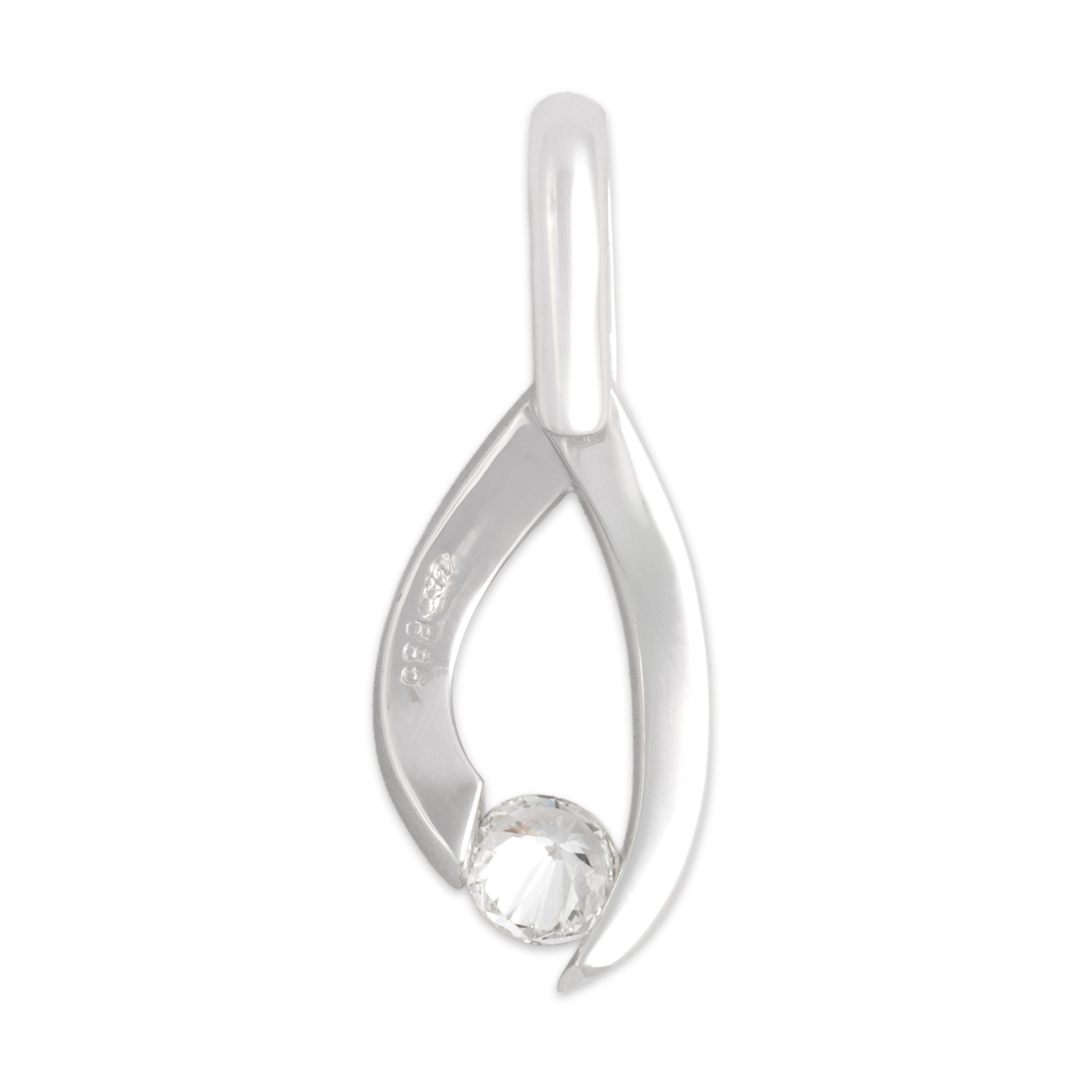 Vintage 14k White Gold .98cttw Diamond Dazzling Swooping Tension-Set Pendant - Back view