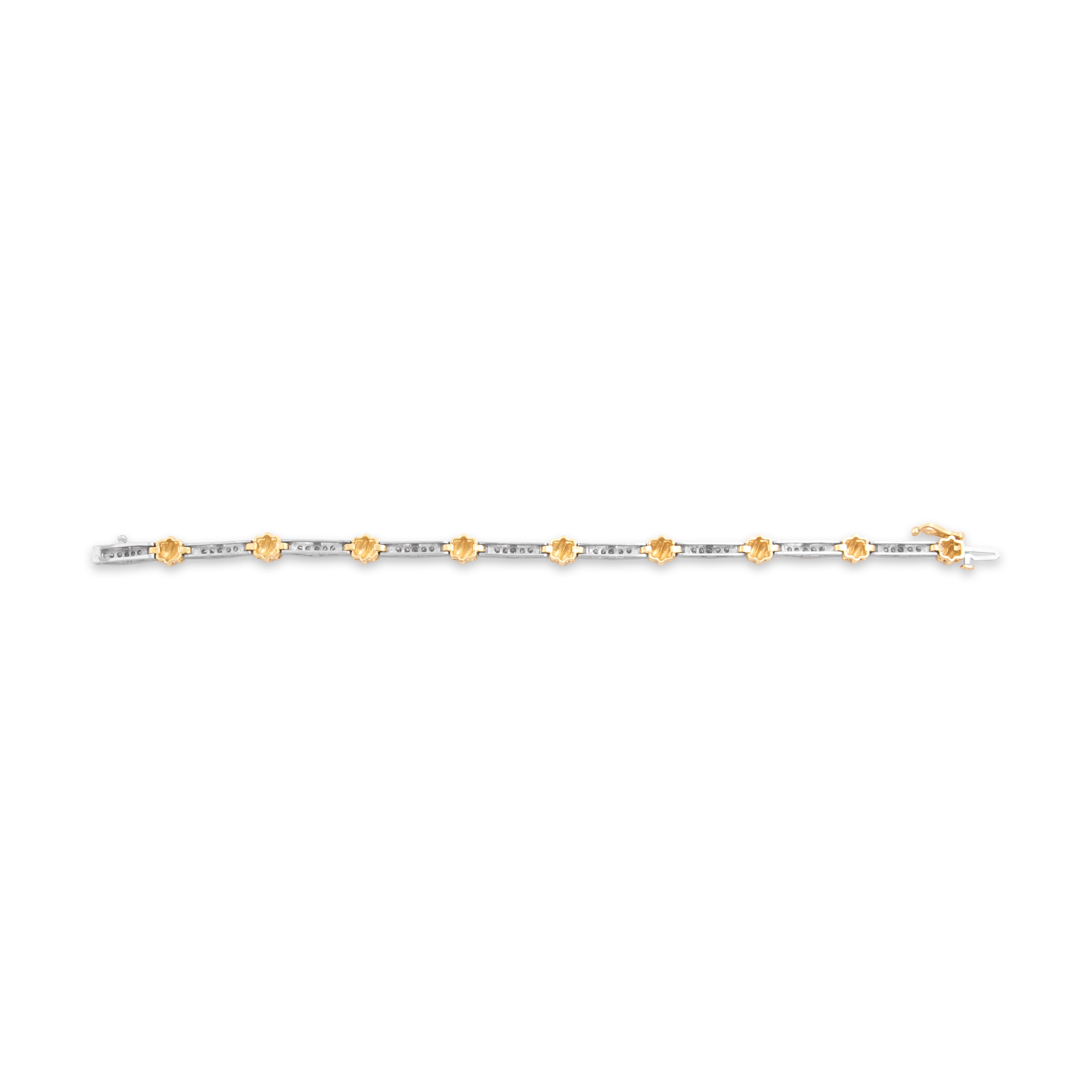 Vintage 14k White & Yellow Gold .78cttw Diamond Knot Channel Link Bracelet 6.75
