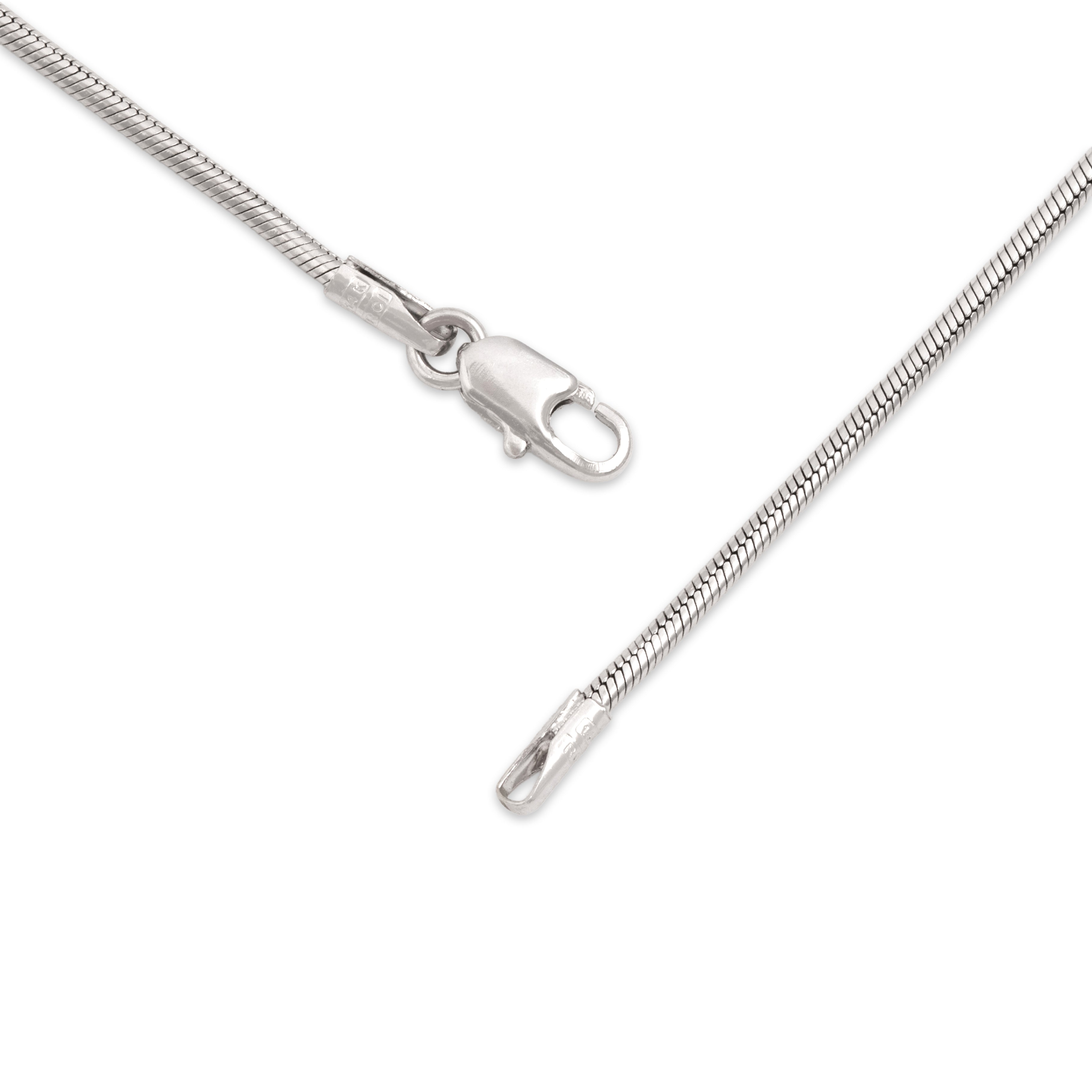 Vintage Italian 14k White Gold 1.35mm Rounded Snake Chain - clasp view