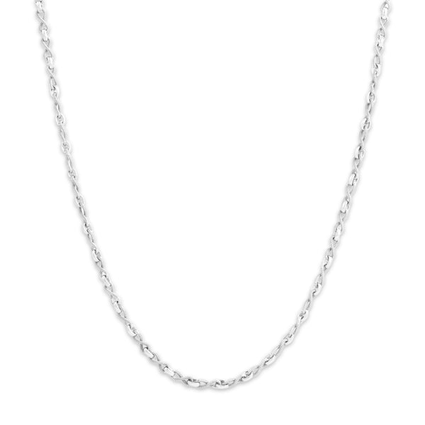 Vintage Italian 14k White Gold 2.8mm Chic Alternating Textured Link Chain 20